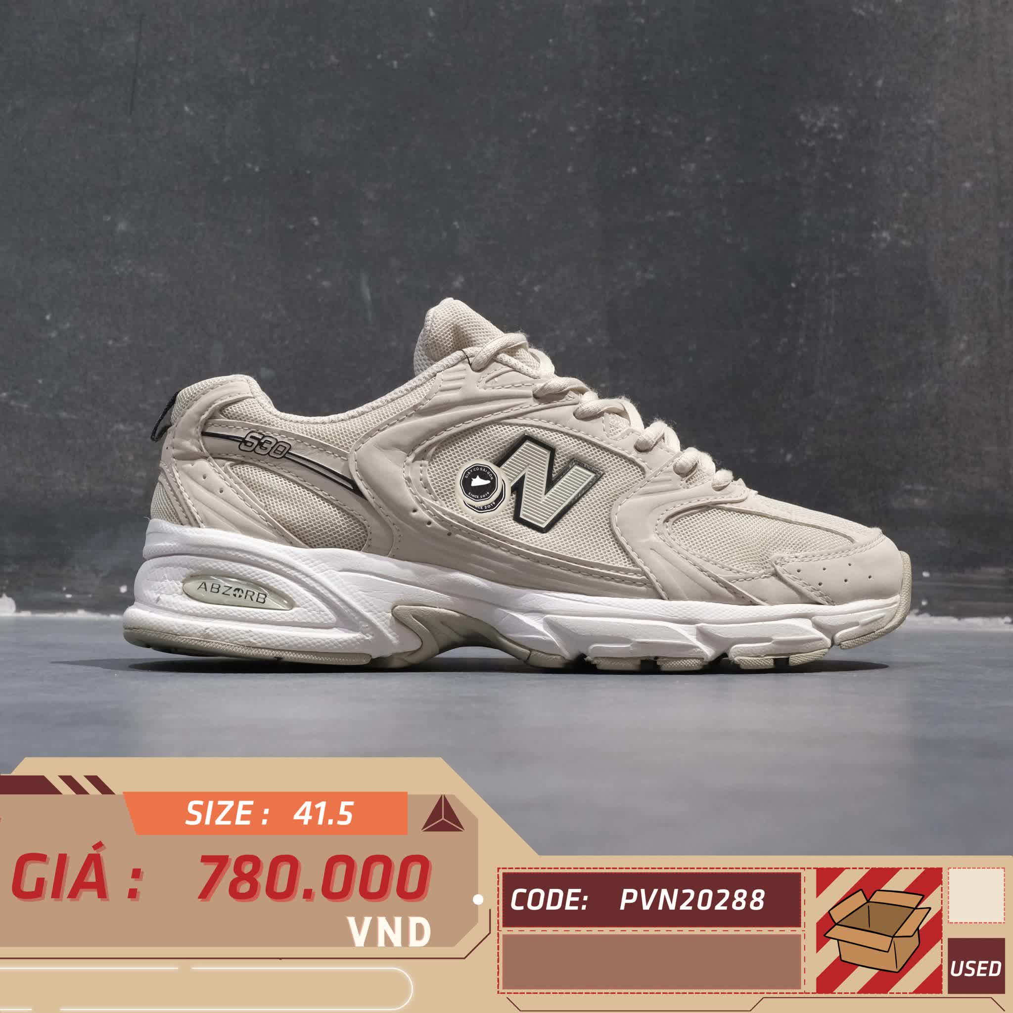 NEW BALANCE 530 ‘MOONBEAM / SEA SALT’ MR530SH SIZE 41.5 GIÀY 2HAND CHÍNH HÃNG PVN20288