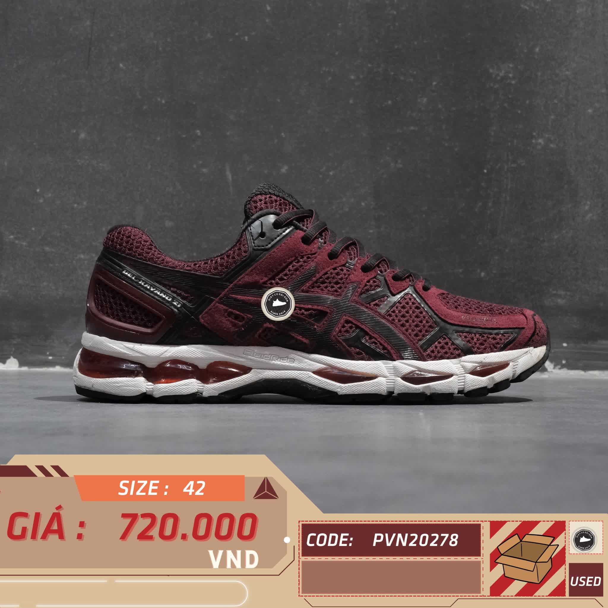 ASICS GEL-KAYANO 21 ‘BURGUNDY’ T4H2N-2690 SIZE 42 GIÀY 2HAND CHÍNH HÃNG PVN20278