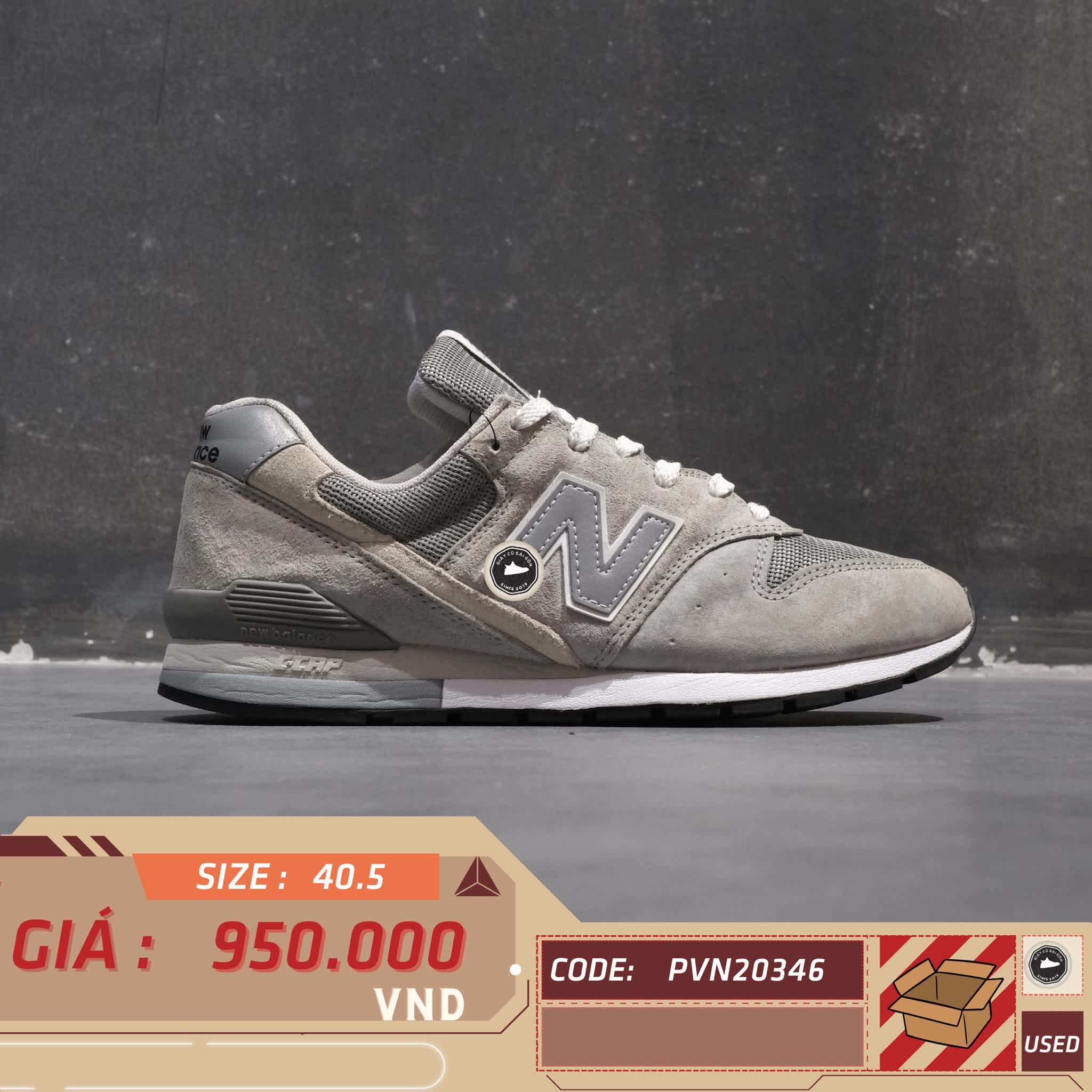 NEW BALANCE 996 ‘GREY / SILVER’ CM996BG SIZE 40.5 GIÀY 2HAND CHÍNH HÃNG PVN20346
