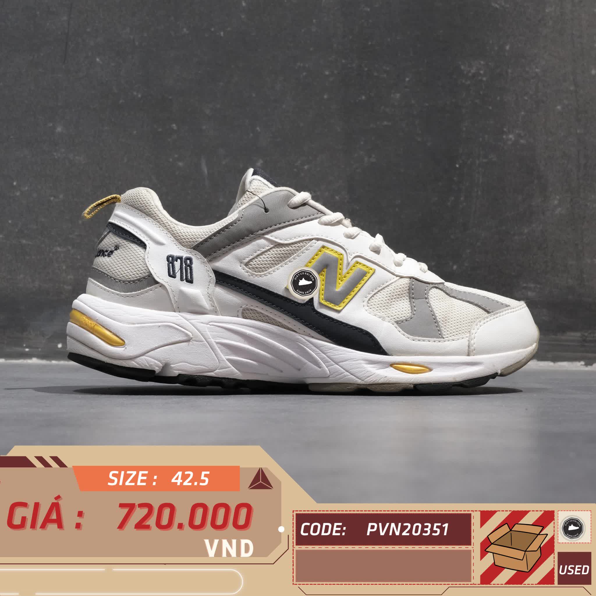 NEW BALANCE 878 ‘WHITE/YELLOW/BLACK/GREY’ CM878TCA SIZE 42.5 GIÀY 2HAND CHÍNH HÃNG PVN20351