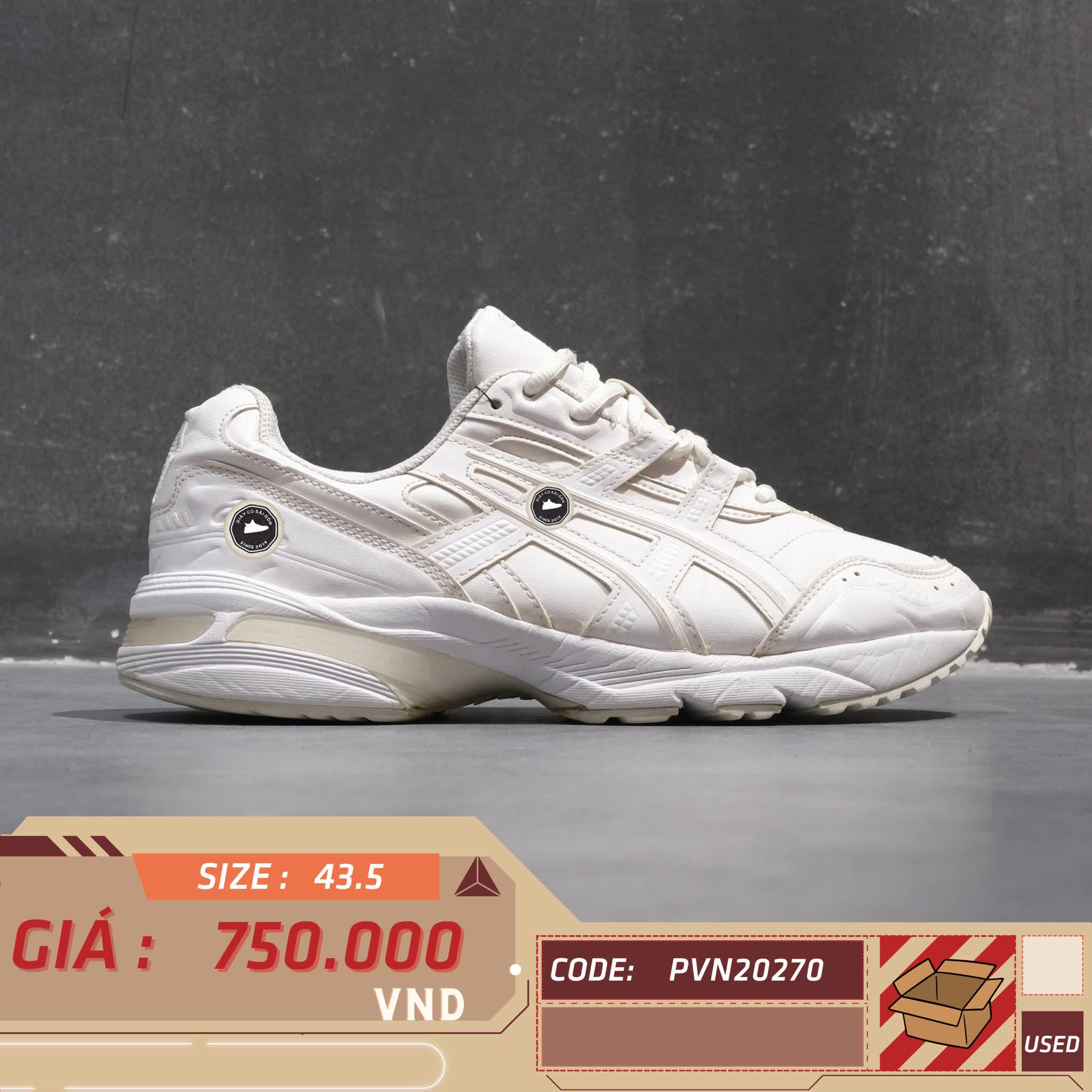 ASICS GEL-1090 ‘ALL WHITE’ 1023A063-100 SIZE 43.5 GIÀY 2HAND CHÍNH HÃNG PVN20270