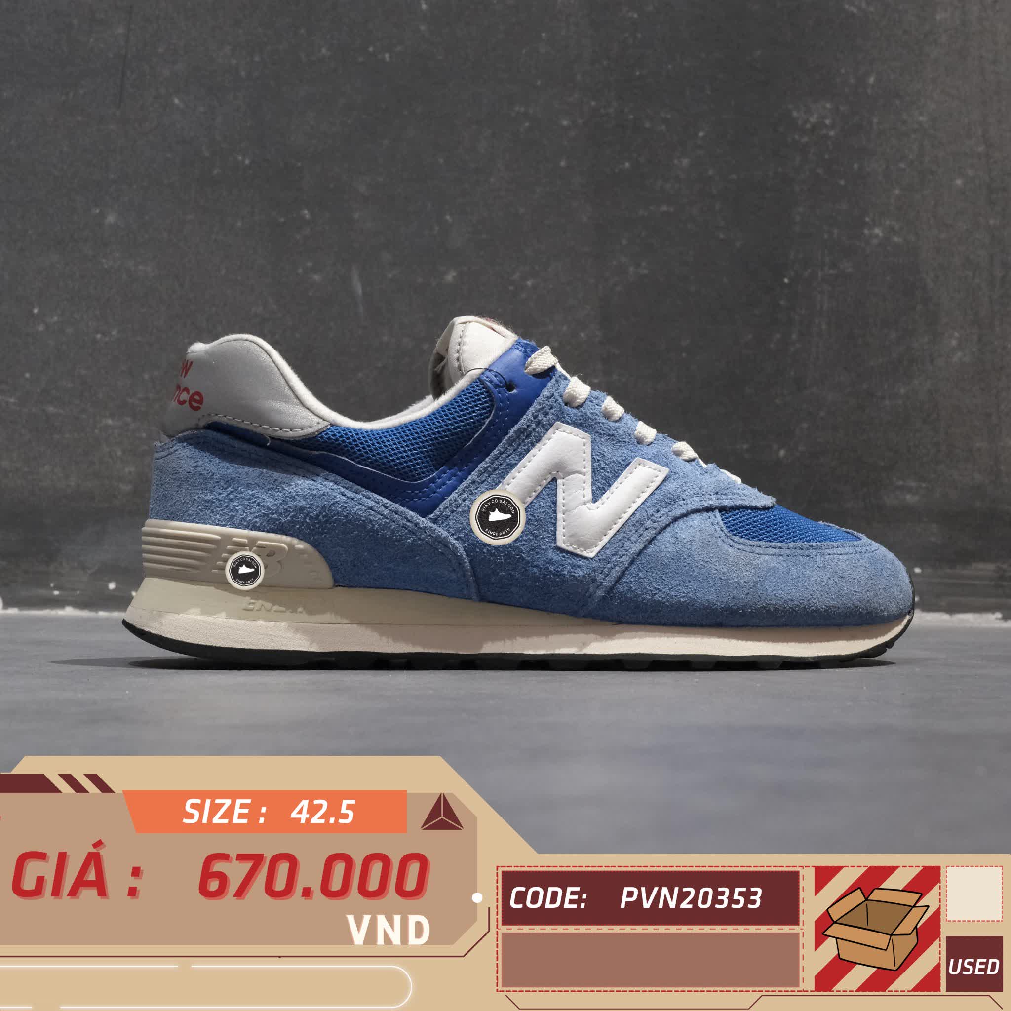 NEW BALANCE 574 ‘BLUE WHITE’ U574WL2 SIZE 42.5 GIÀY 2HAND CHÍNH HÃNG PVN20353