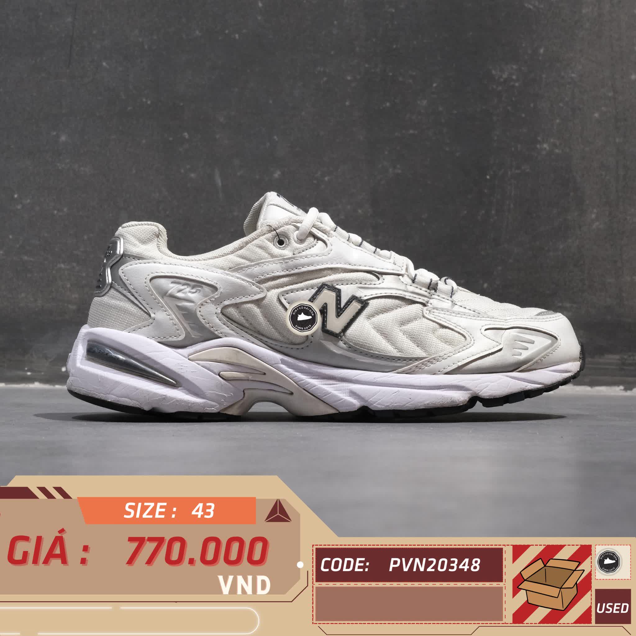 NEW BALANCE 725 ‘METALLIC SILVER / WHITE’ ML725B SIZE 43 GIÀY 2HAND CHÍNH HÃNG PVN20348
