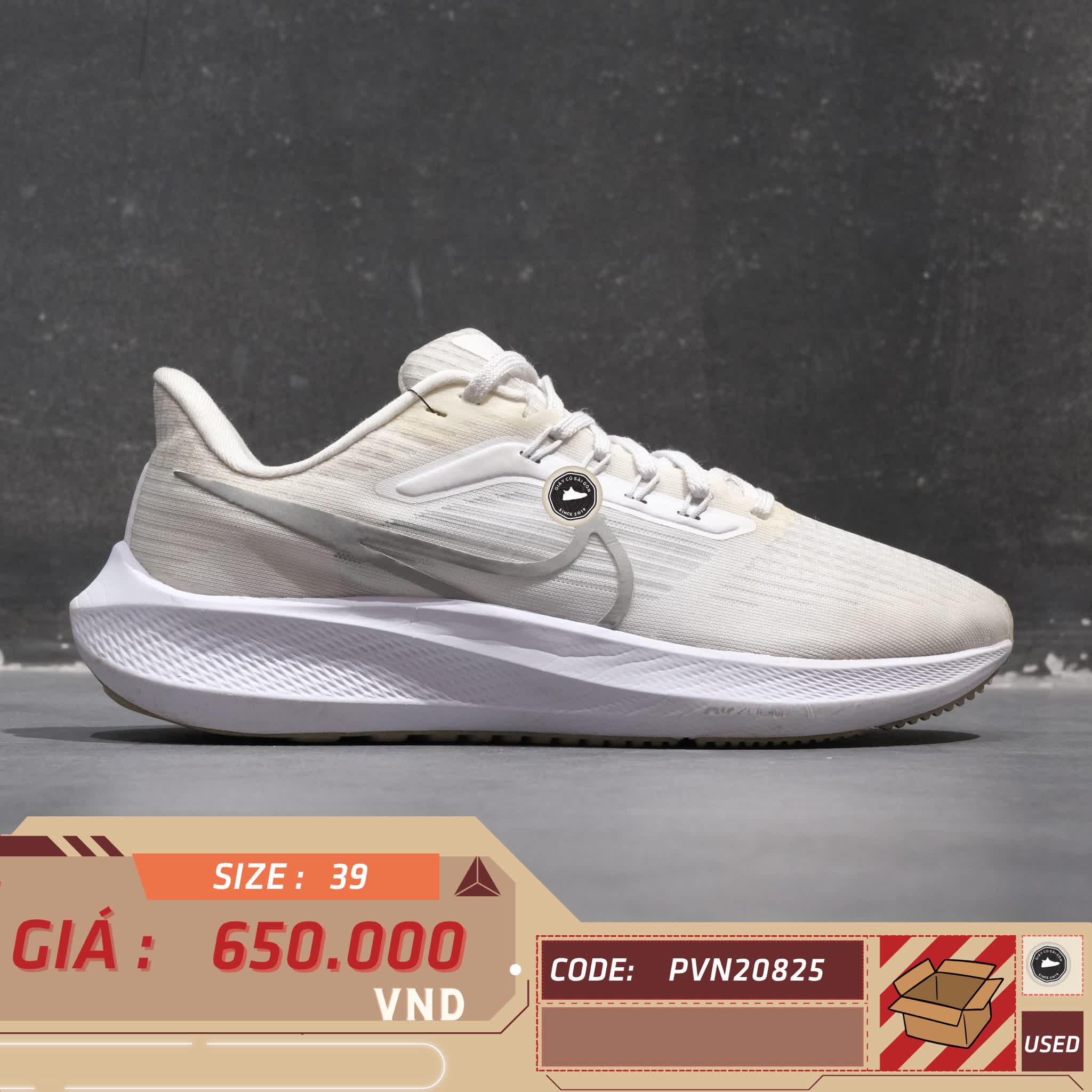 NIKE AIR ZOOM PEGASUS 39 WHITE PURE PLATINUM DH4072 100 SIZE 39 GIÀY 2HAND CHÍNH HÃNG PVN20825