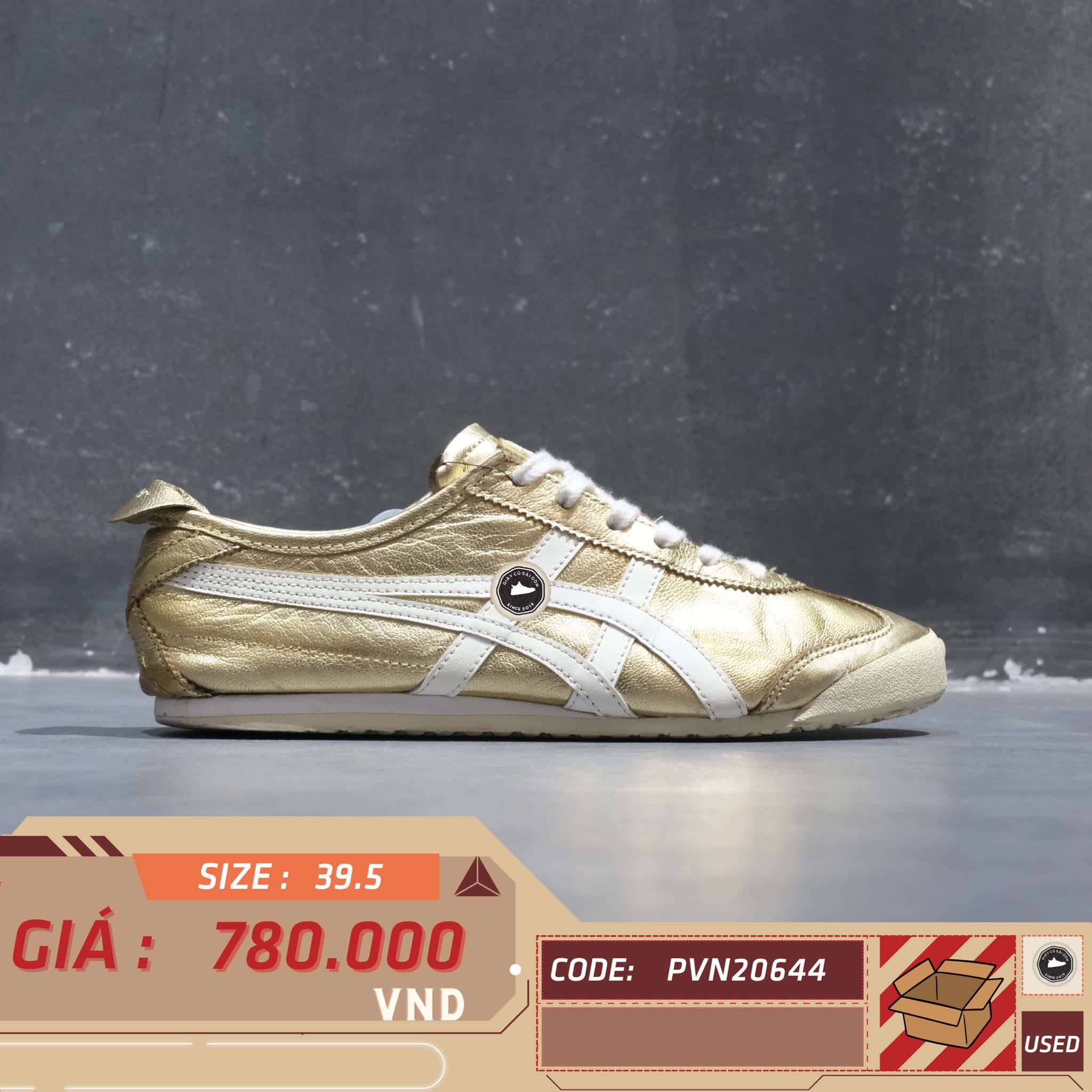ONITSUKA TIGER MEXICO 66 GOLD /WHITE THL7C2 SIZE 39.5 GIÀY 2HAND CHÍNH HÃNG PVN20644