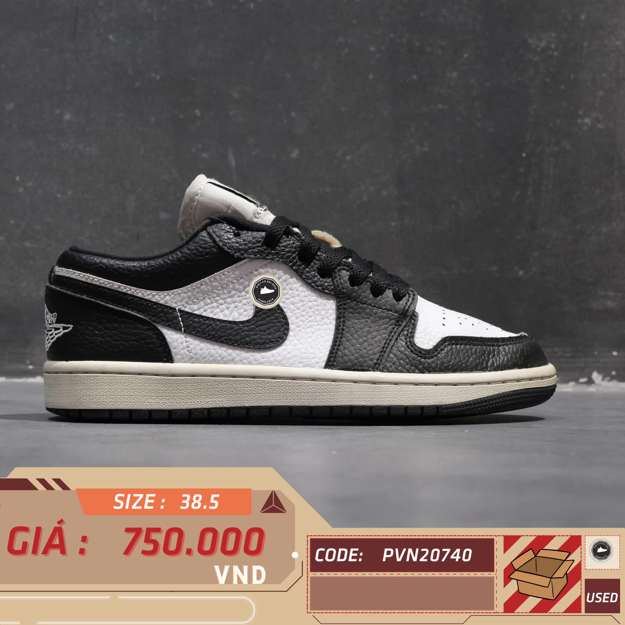 NIKE AIR JORDAN 1 LOW SE HOMAGE SPLIT WHITE BLACK DR0502 101 SIZE 38.5 GIÀY 2HAND CHÍNH HÃNG PVN20740