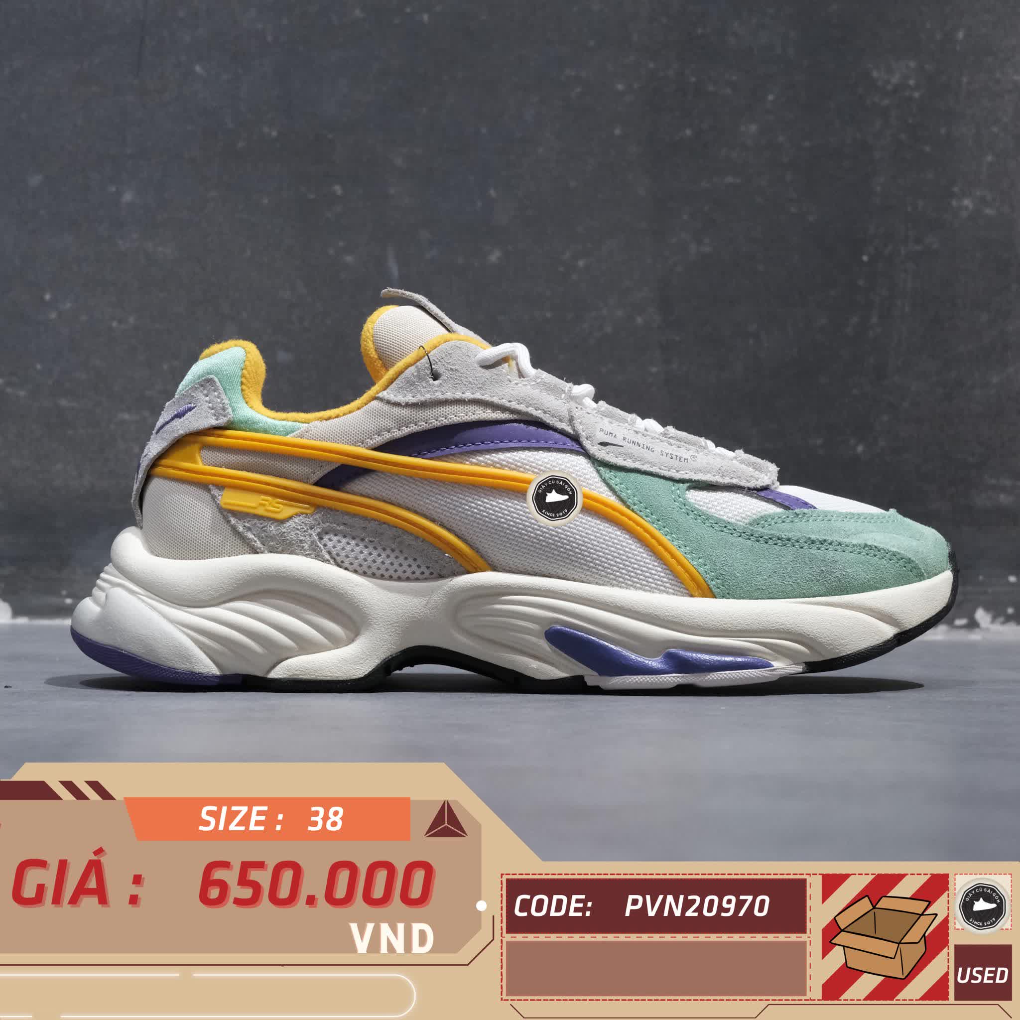PUMA RS-CONNECT DRIP 'BISCAY GREEN' 368610 02 SIZE 38 GIÀY 2HAND CHÍNH HÃNG PVN20970