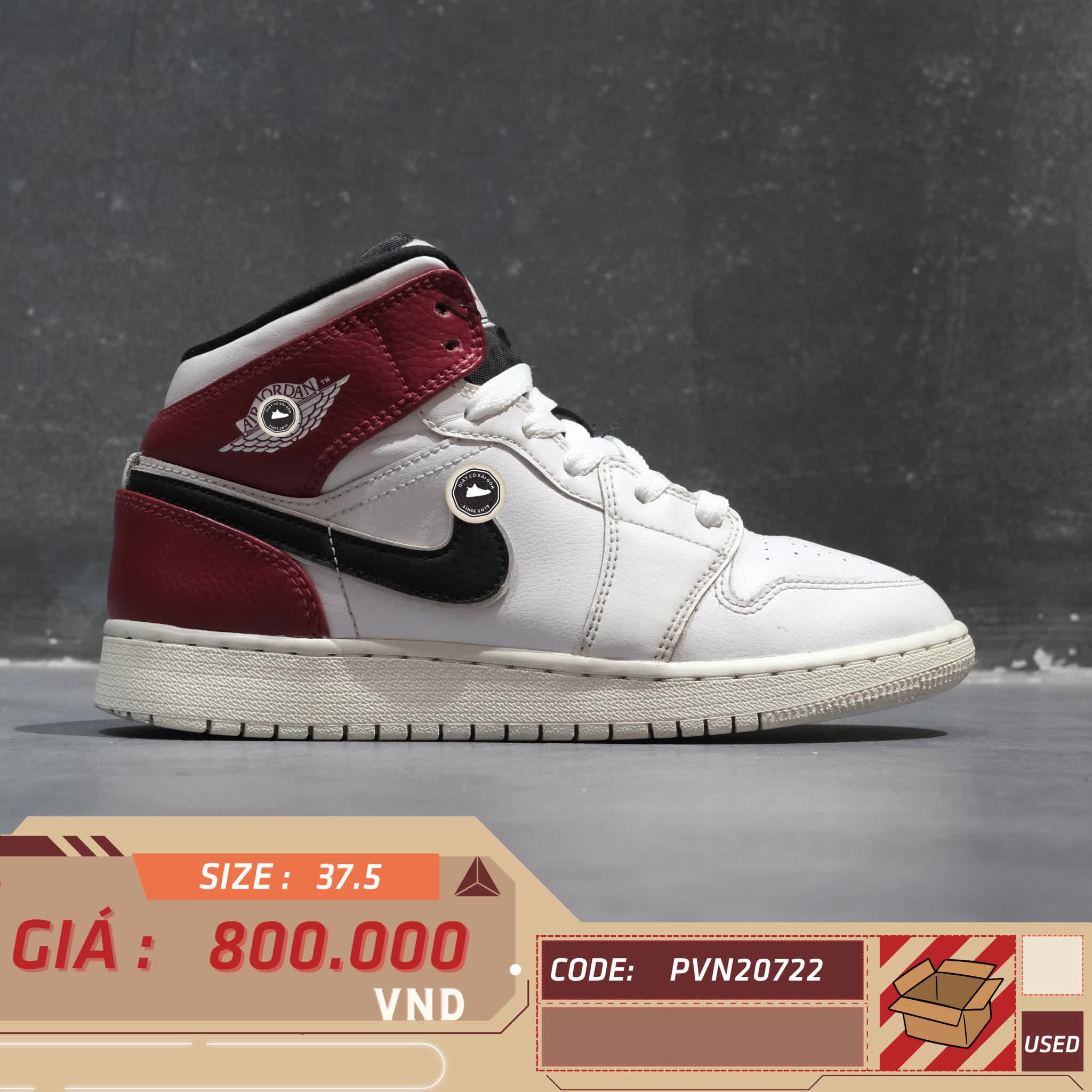 AIR JORDAN 1 MID GS CHICAGO 554725 116 SIZE 37.5 GIÀY 2HAND CHÍNH HÃNG PVN20722