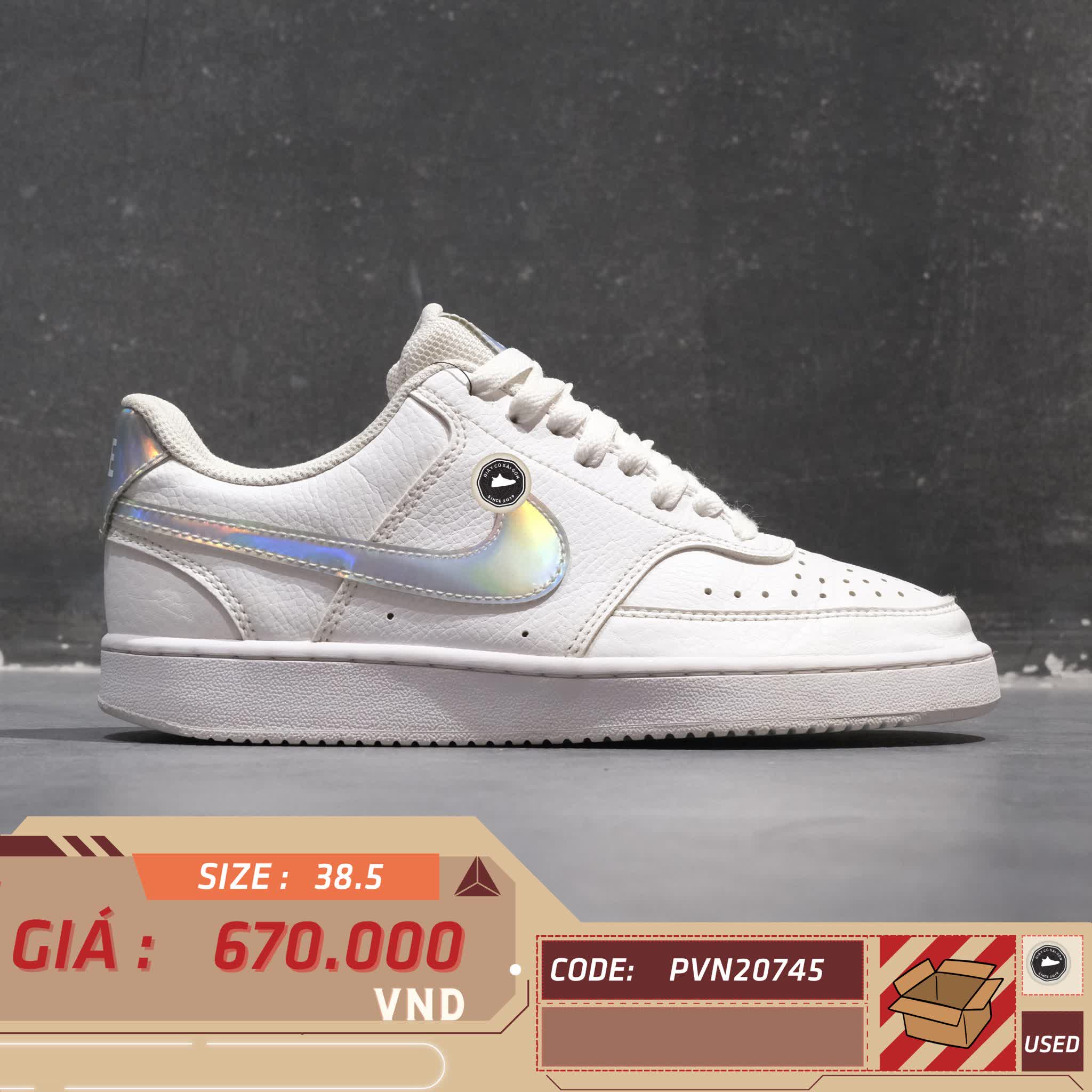 NIKE WMNS COURT VISION LOW 'WHITE' CW5596 100 SIZE 38.5 GIÀY 2HAND CHÍNH HÃNG PVN20745