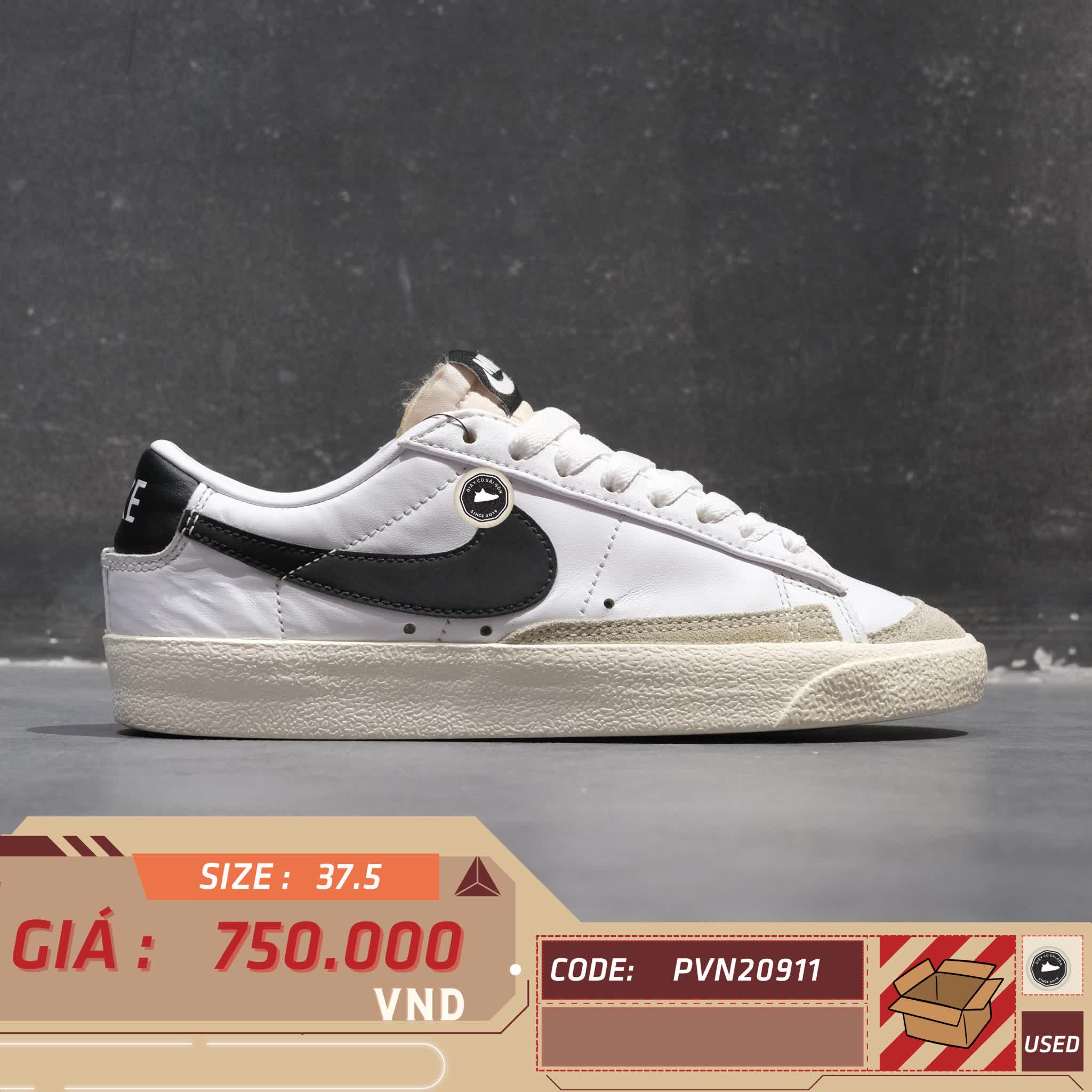 NIKE BLAZER LOW '77 NỮ WHITE/BLACK DC4769 102 SIZE 37.5 GIÀY 2HAND CHÍNH HÃNG PVN20911