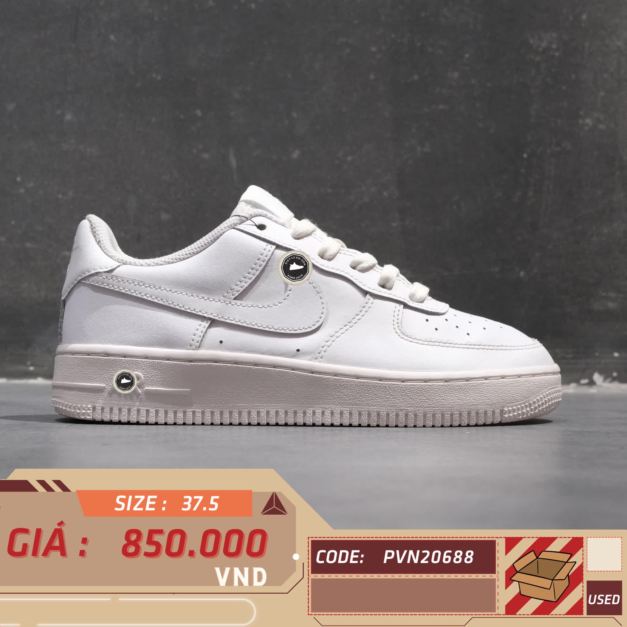 NIKE AIR FORCE 1 LOW LE GS 'TRIPLE WHITE' DH2920 111 SIZE 37.5 GIÀY 2HAND CHÍNH HÃNG PVN20688