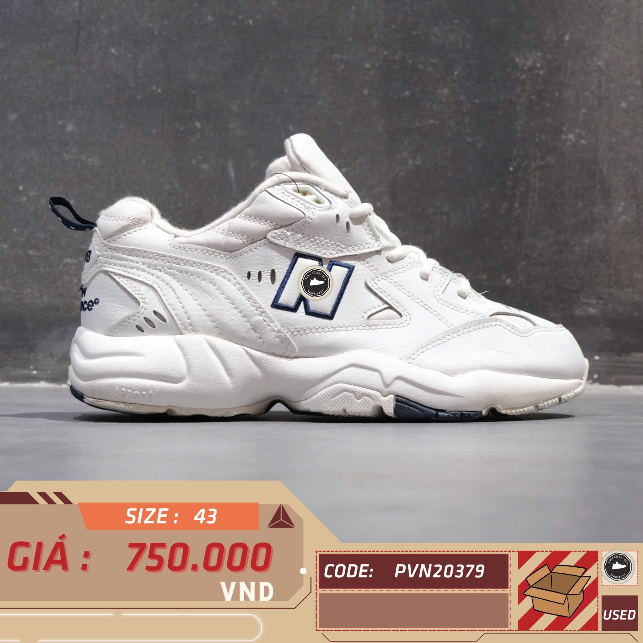 NEW BALANCE WMNS 608 V5 'WHITE NAVY' WX608WT SIZE 43 GIÀY 2HAND CHÍNH HÃNG PVN20379
