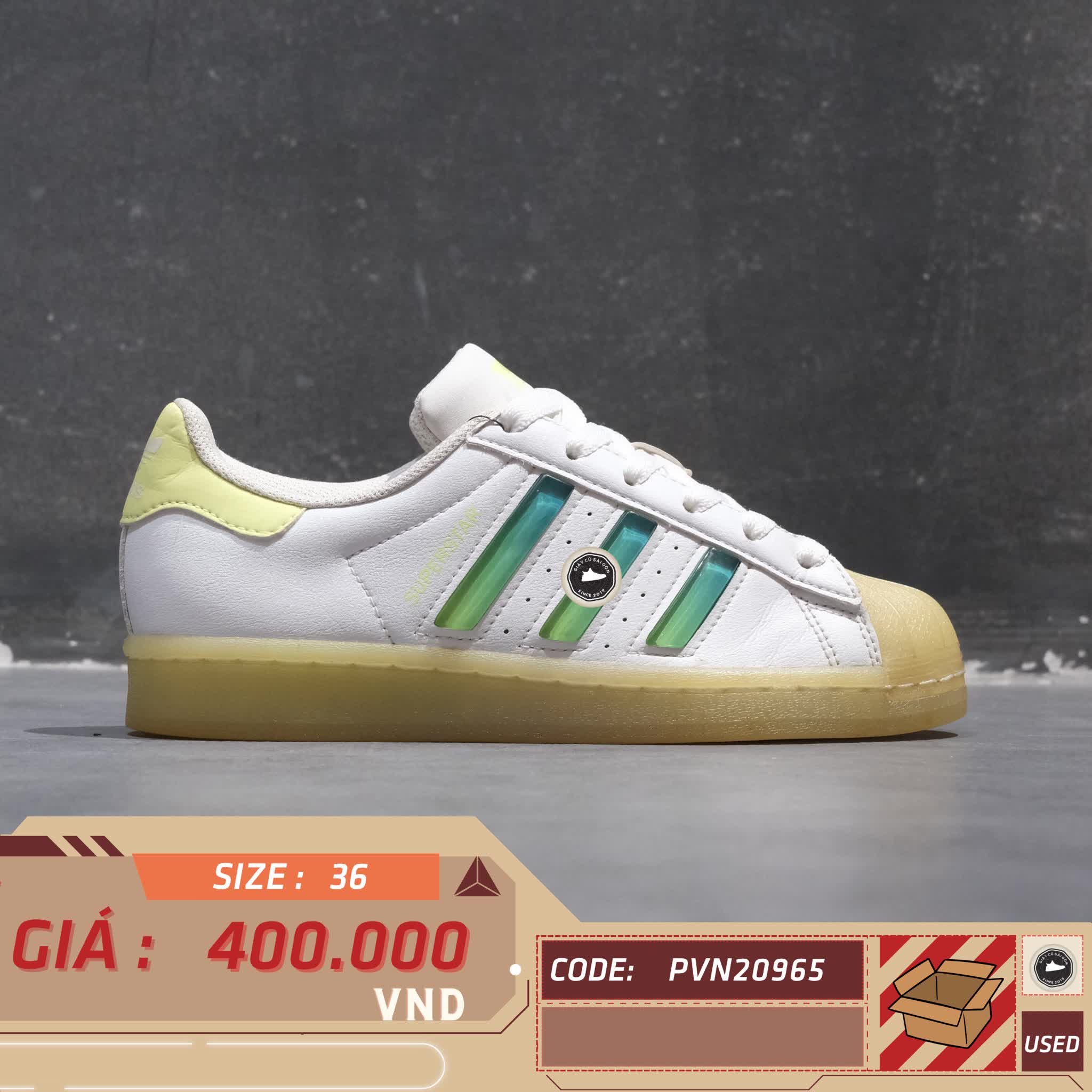 ADIDAS ORIGINALS SUPERSTAR 'WHITE YELLOW GREEN' GW4909 SIZE 36 GIÀY 2HAND CHÍNH HÃNG PVN20965