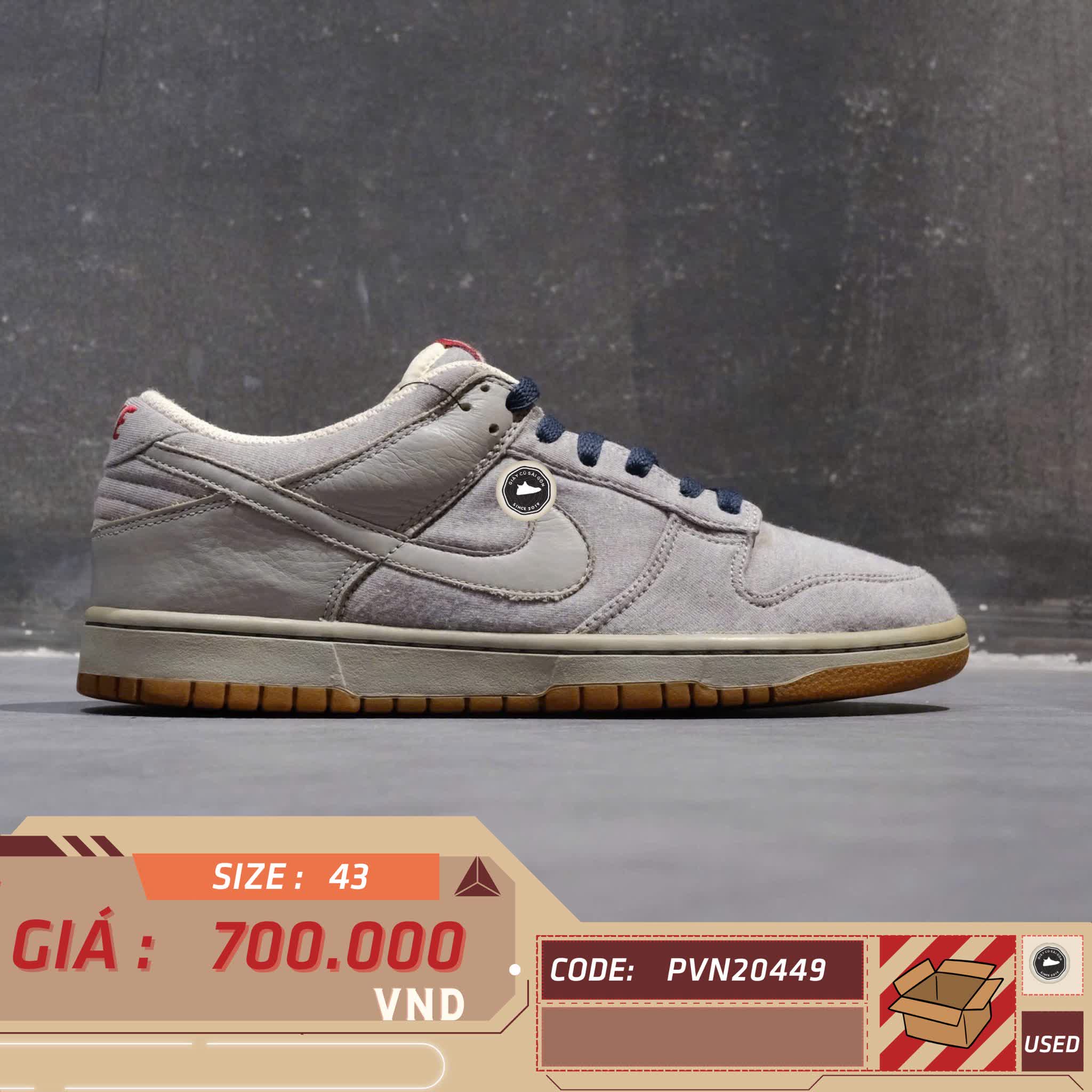 NIKE DUNK LOW CL MEDIUM GREY/NAVY/RED 318020-008 SIZE 43 GIÀY 2HAND CHÍNH HÃNG PVN20449