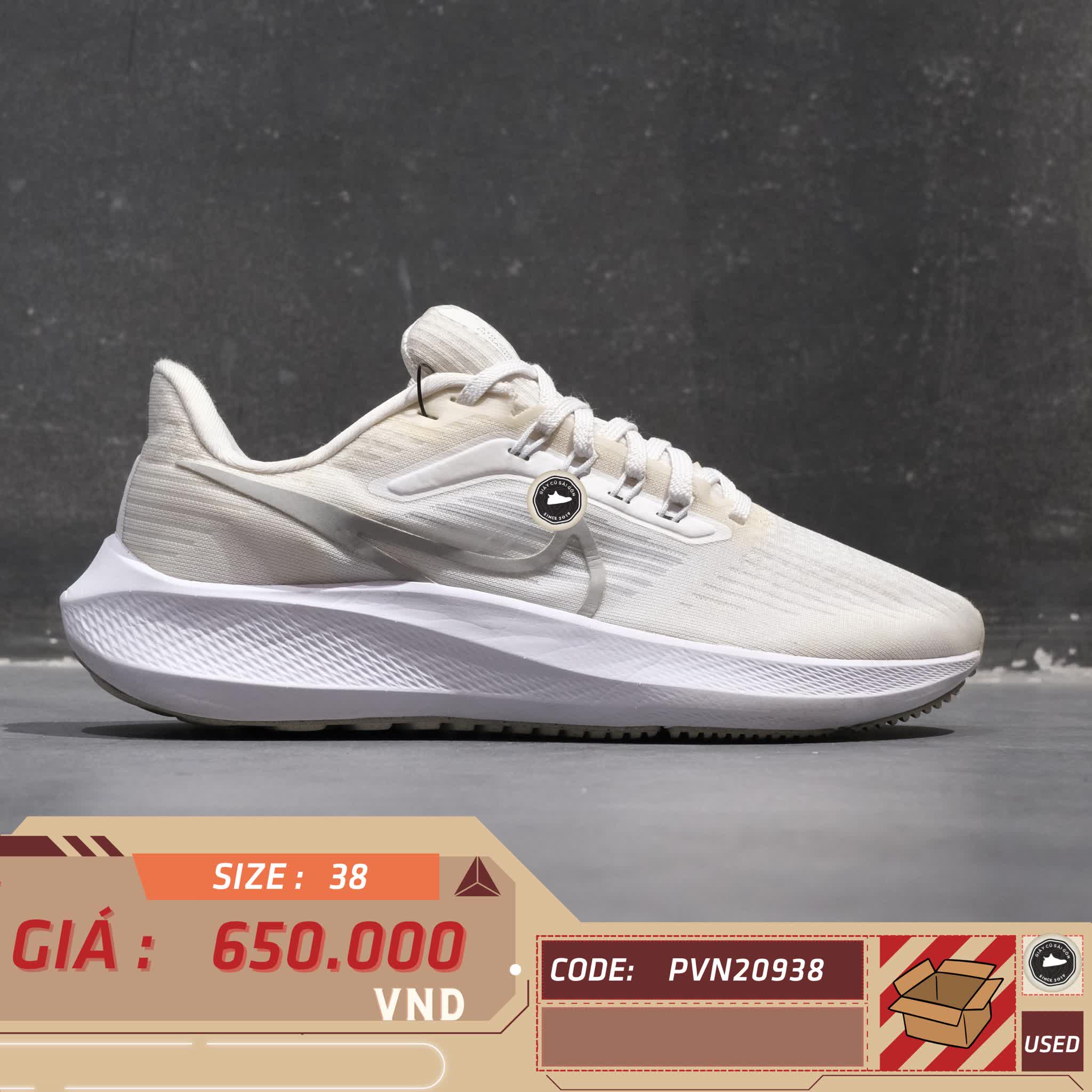 NIKE AIR ZOOM PEGASUS 39 WHITE PURE PLATINUM DH4072-100 SIZE 38 GIÀY 2HAND CHÍNH HÃNG PVN20938