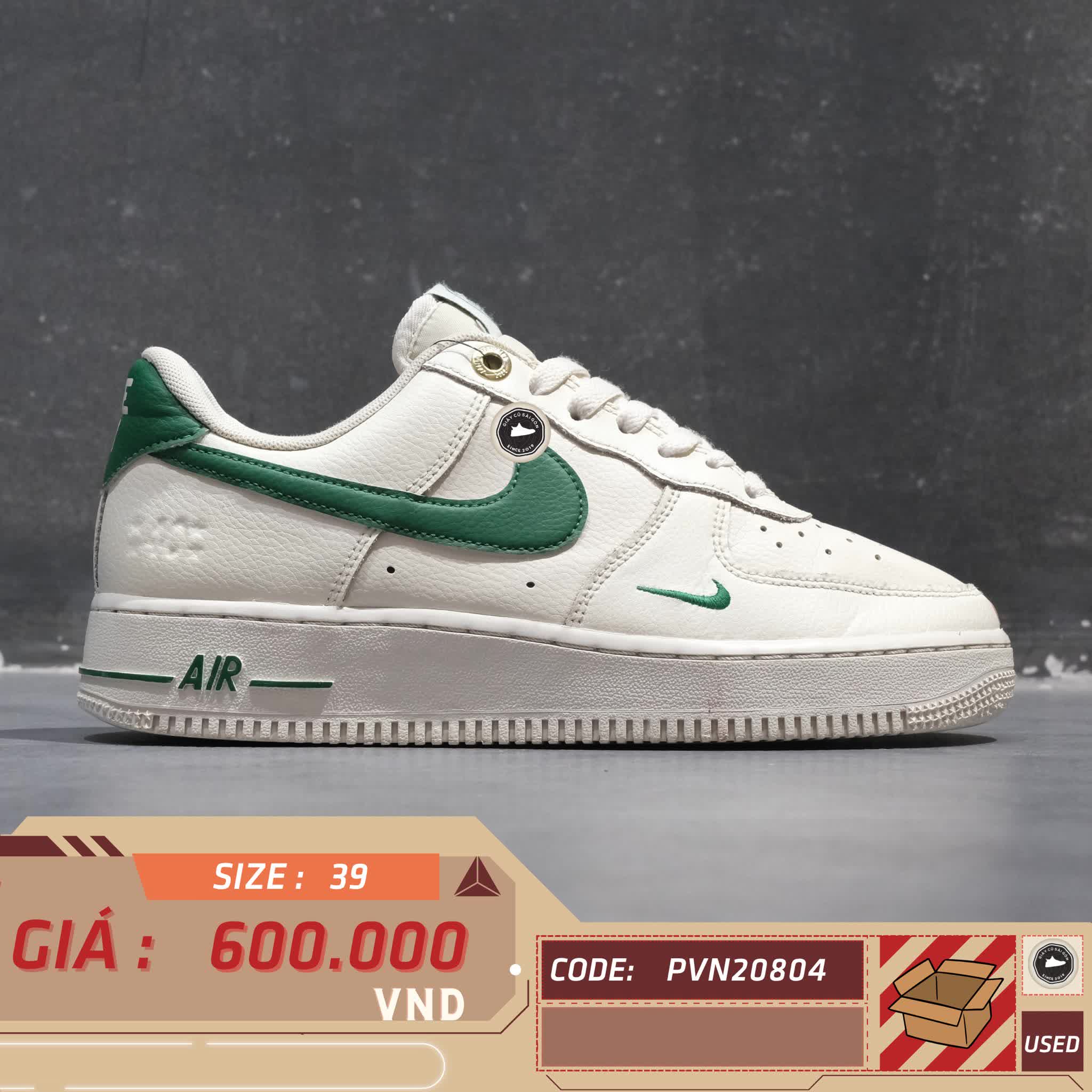 NIKE AIR FORCE 1 '07 LV8 "40TH ANNIVERSARY SAIL MALACHITE" DQ7658-101 SIZE 39 GIÀY 2HAND CHÍNH HÃNG PVN20804