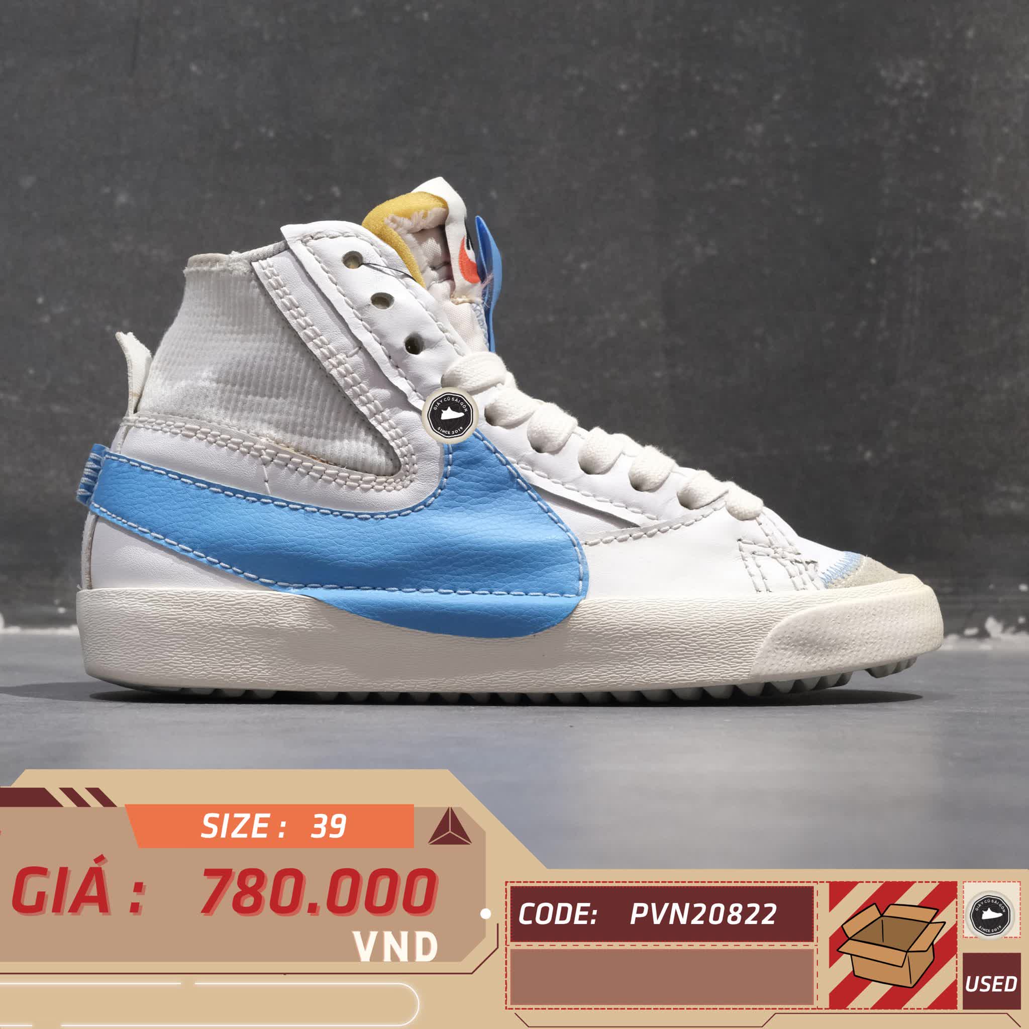 NIKE BLAZER MID '77 JUMBO 'WHITE UNIVERSITY BLUE' DD3111 103 SIZE 39 GIÀY 2HAND CHÍNH HÃNG PVN20822