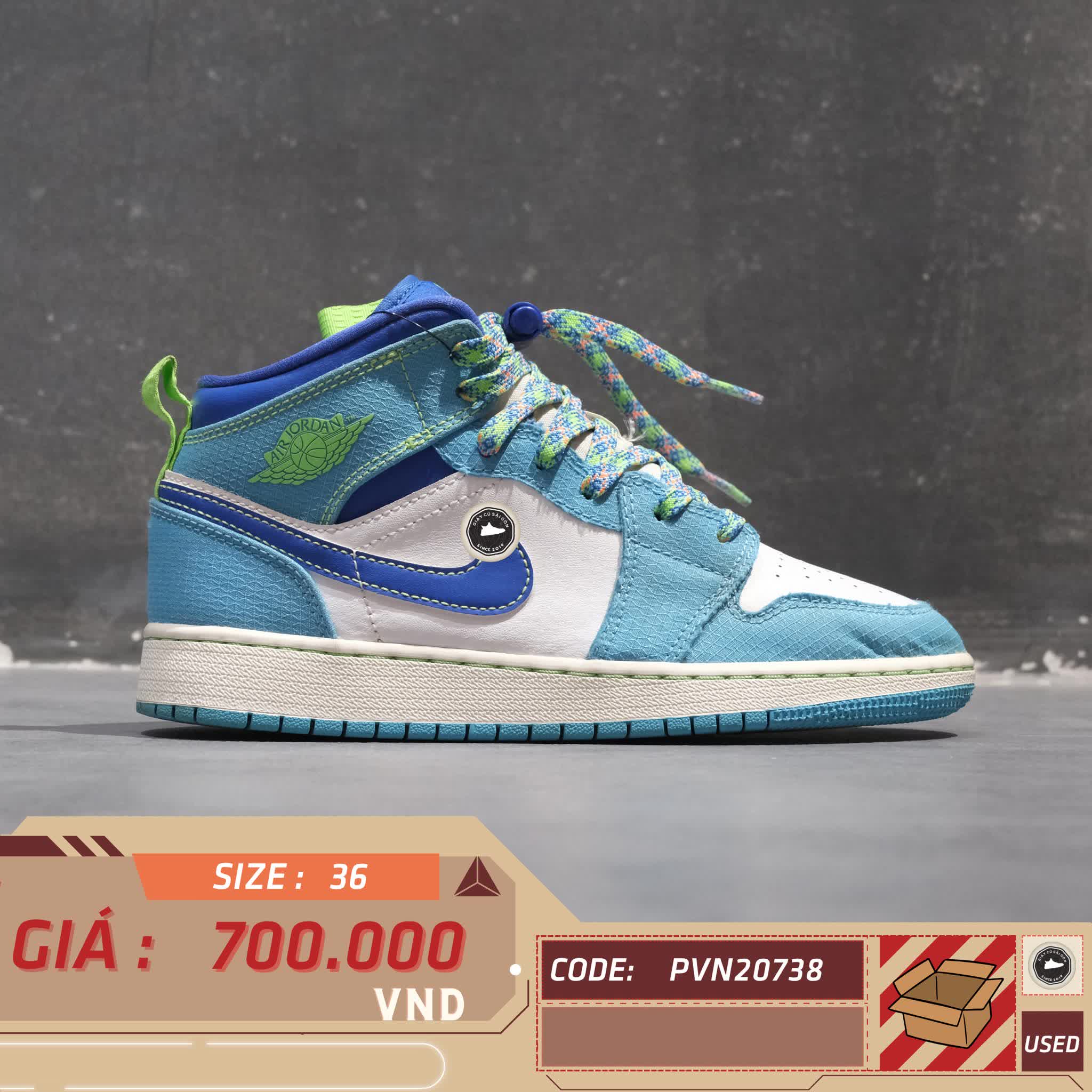 AIR JORDAN 1 MID SE GS 'SPRITE' DA8010-400 SIZE 36 GIÀY 2HAND CHÍNH HÃNG PVN20738