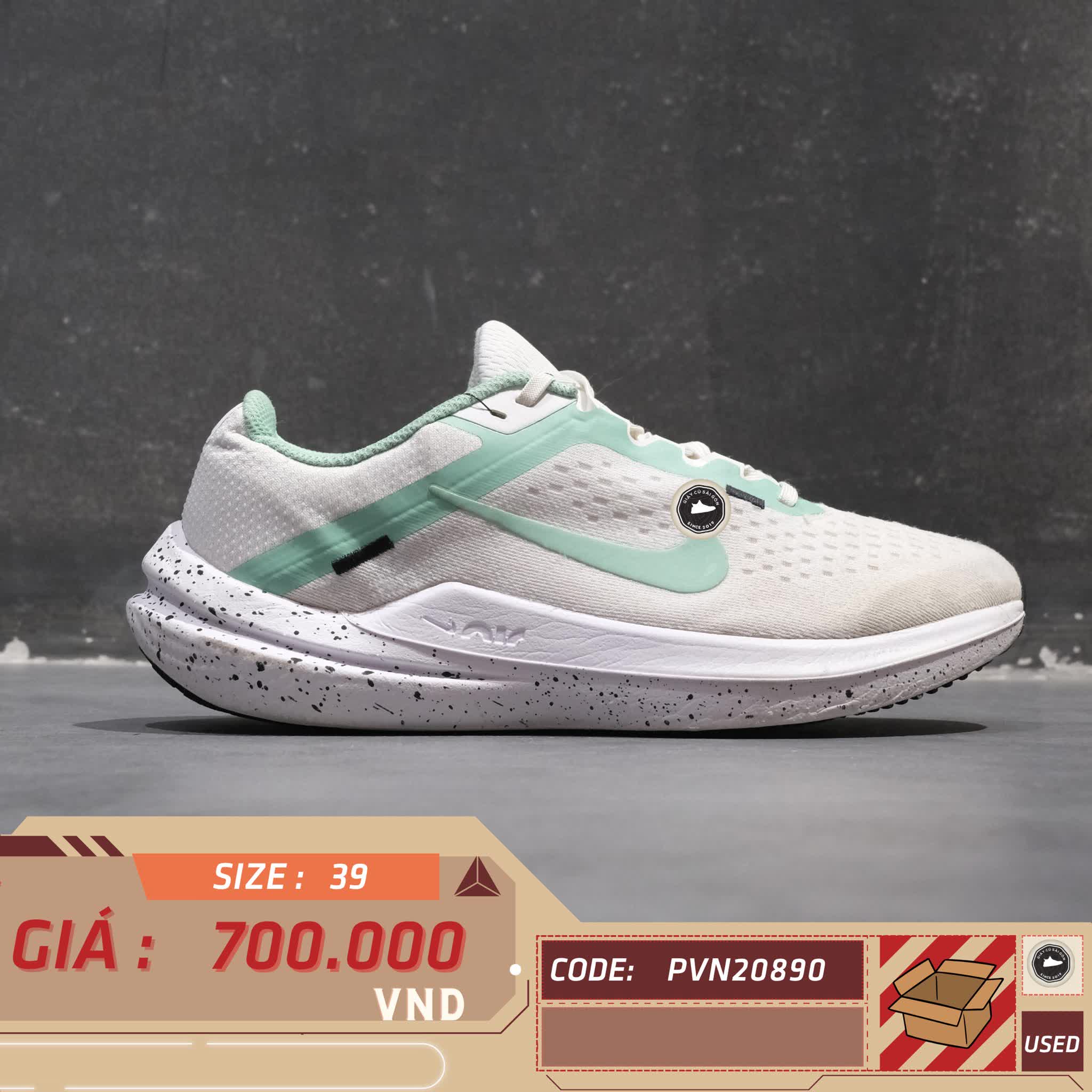 NIKE AIR WINFLO 10 'WHITE EMERALD RISE' FN7106-100 SIZE 39 GIÀY 2HAND CHÍNH HÃNG PVN20890