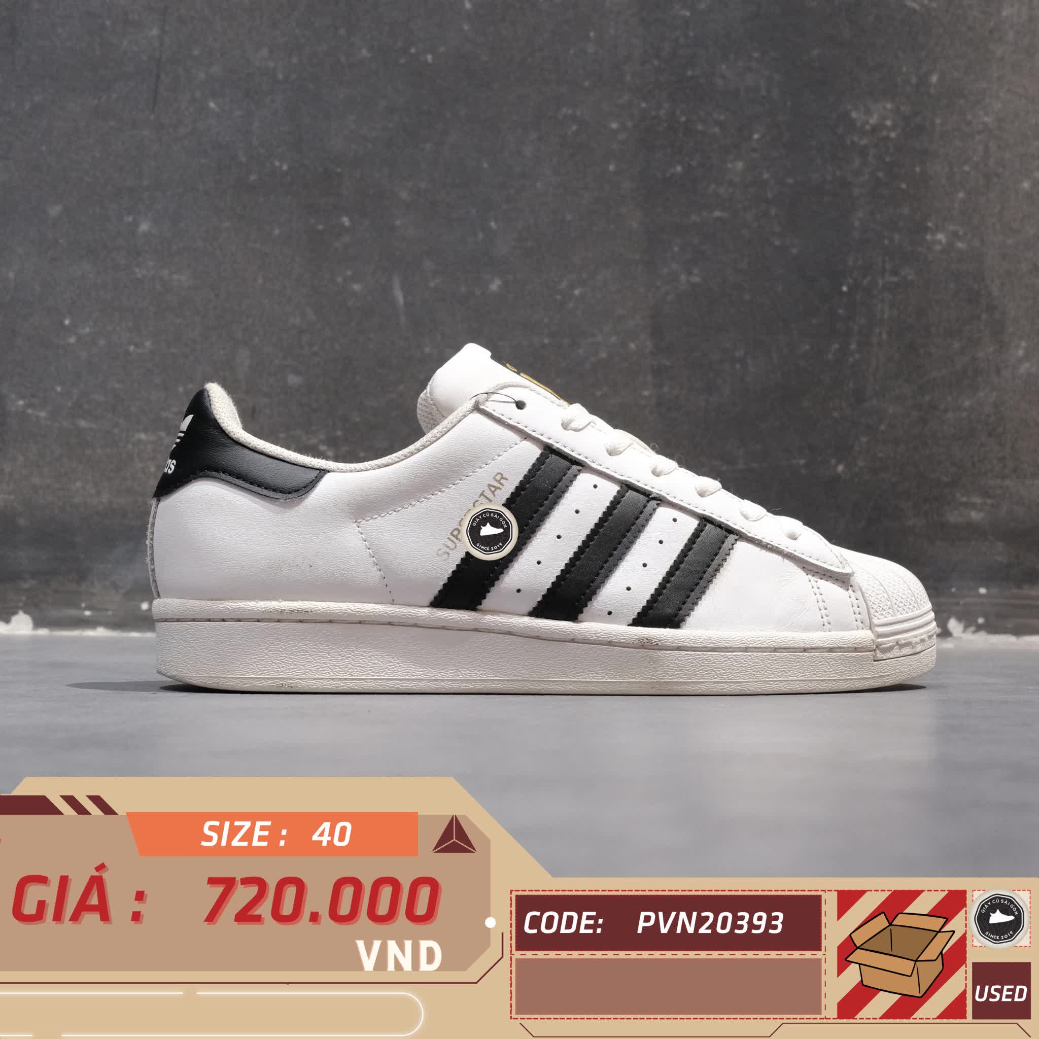ADIDAS SUPERSTAR J FU7712 SIZE 40 GIÀY 2HAND CHÍNH HÃNG PVN20393