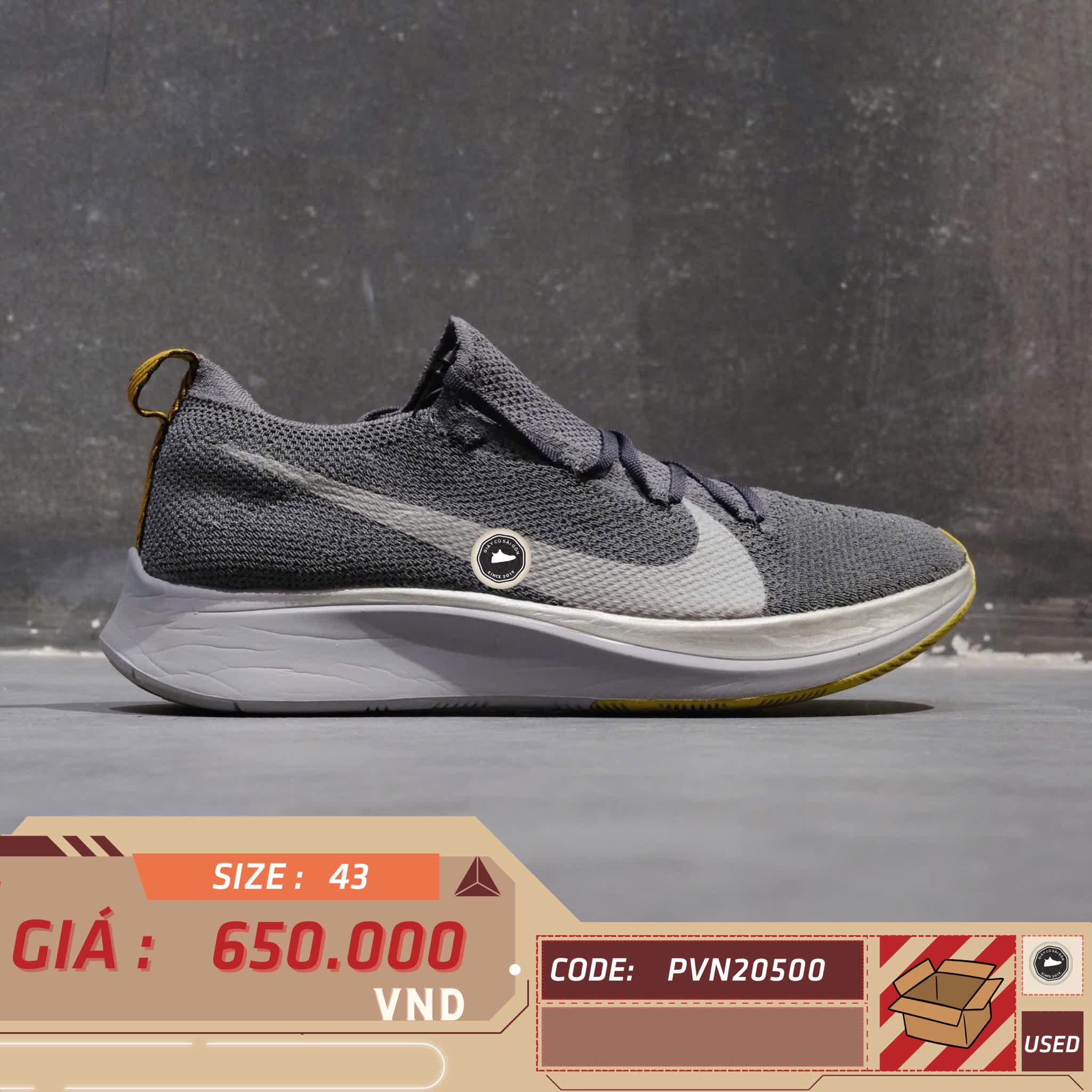 NIKE ZOOM FLY FLYKNIT 'DARK GREY' AR4561-002 SIZE 43 GIÀY 2HAND CHÍNH HÃNG PVN20500