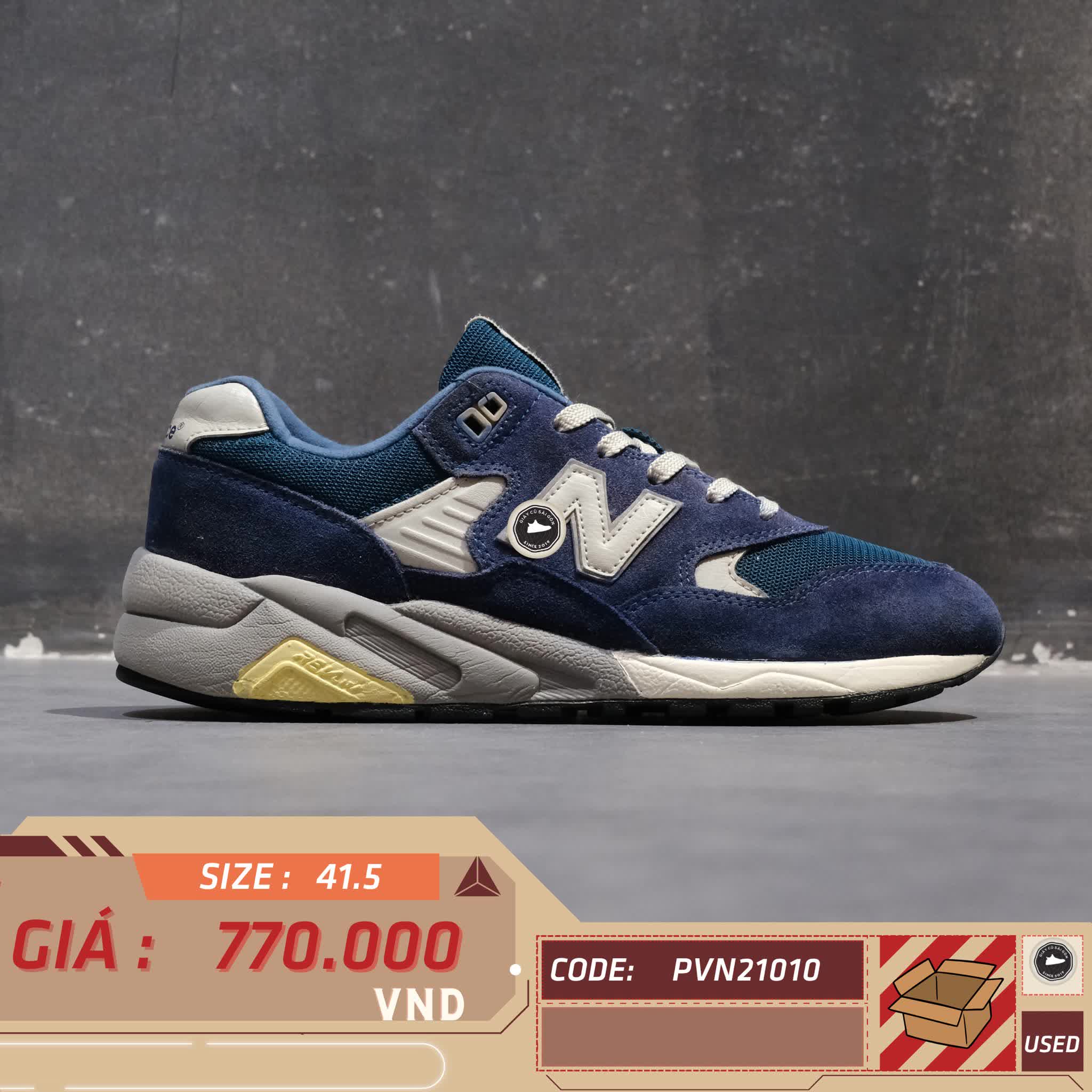 NEW BALANCE 580 ELITE 'NAVY' MRT580TU SIZE 41.5 GIÀY 2HAND CHÍNH HÃNG PVN21010