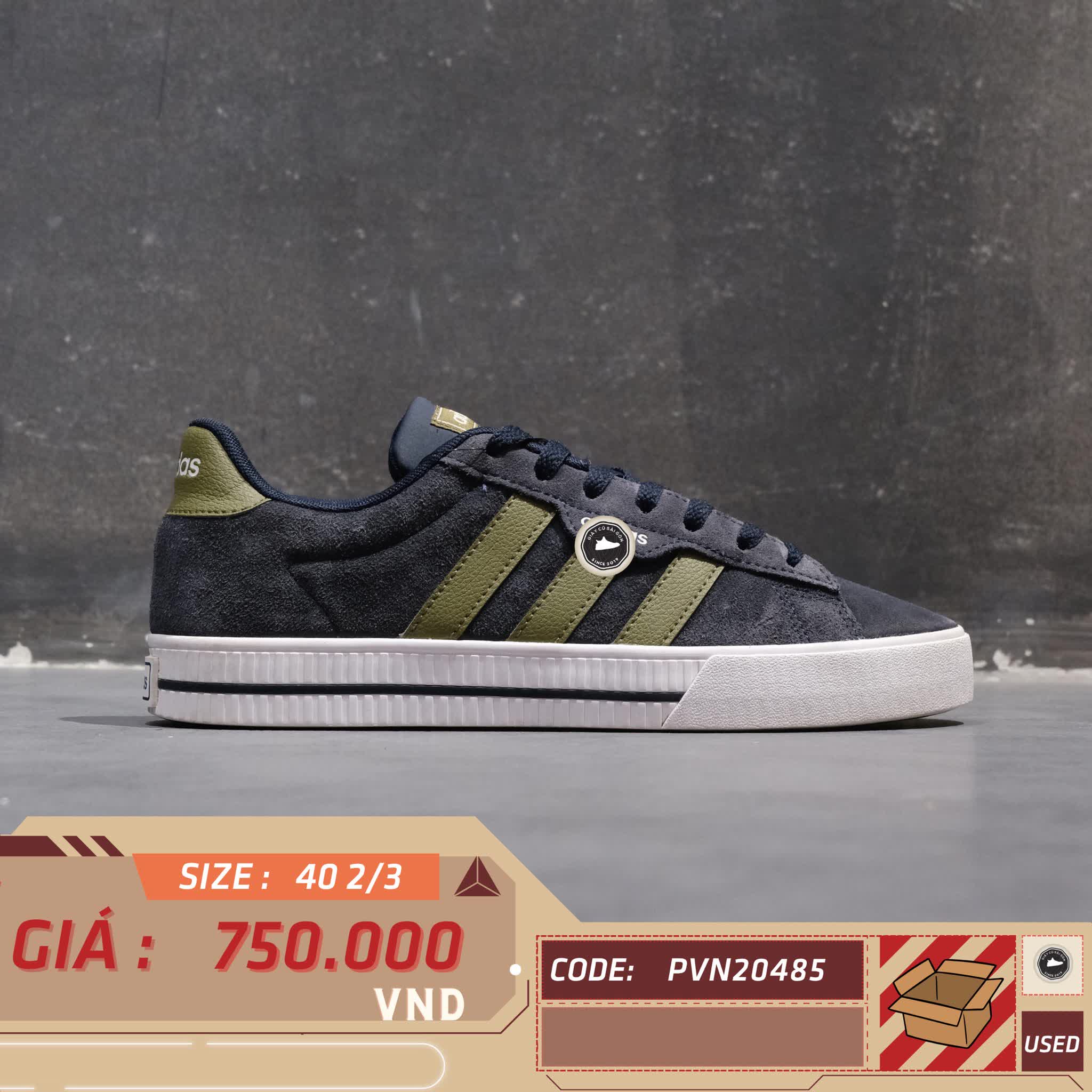 ADIDAS DAILY 3.0 NAVY OLIVE GREEN GW1917 SIZE 40 2/3 GIÀY 2HAND CHÍNH HÃNG PVN20485