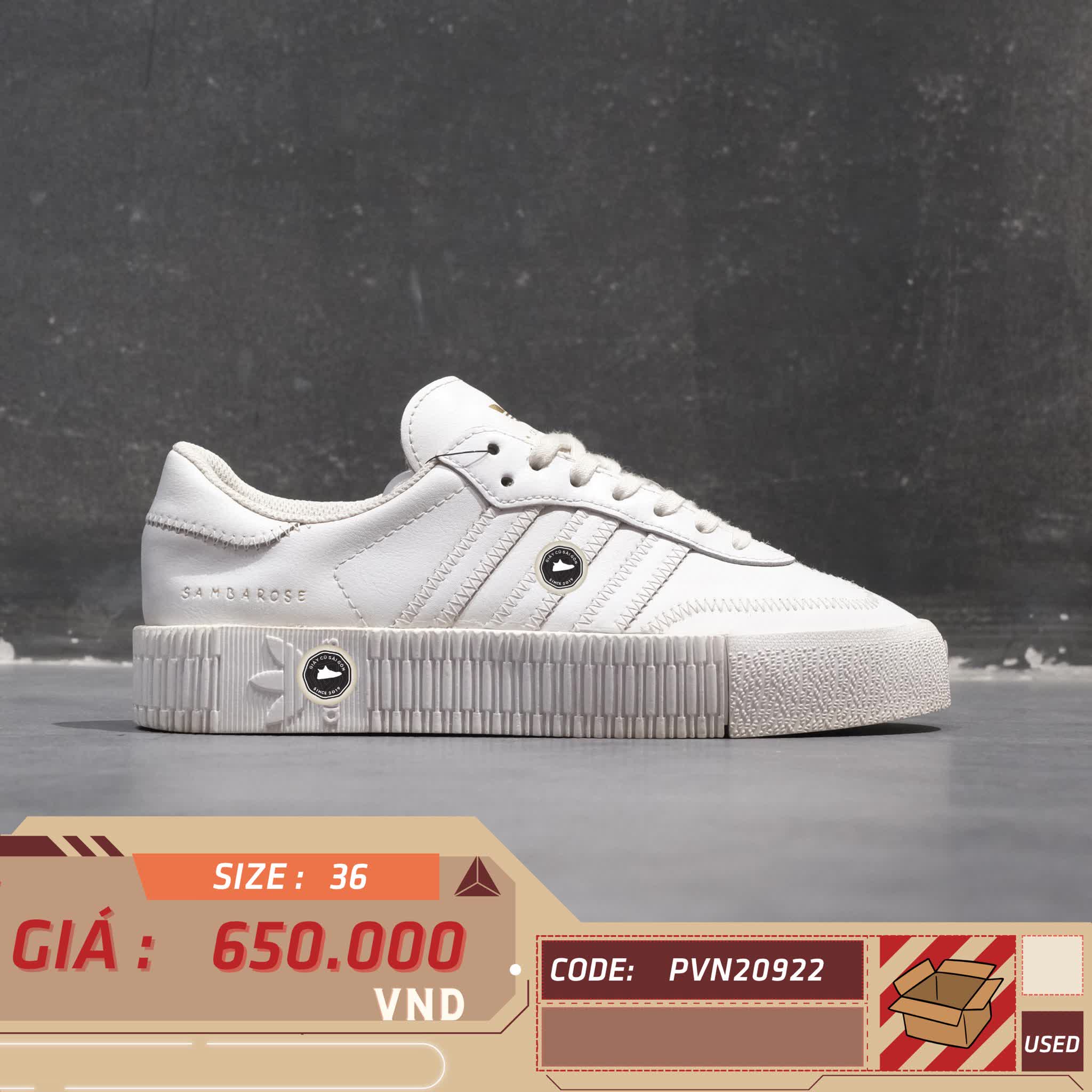 adidas WMNS Sambarose White Gold FU9197 SIZE 36 GIÀY 2HAND CHÍNH HÃNG PVN20922