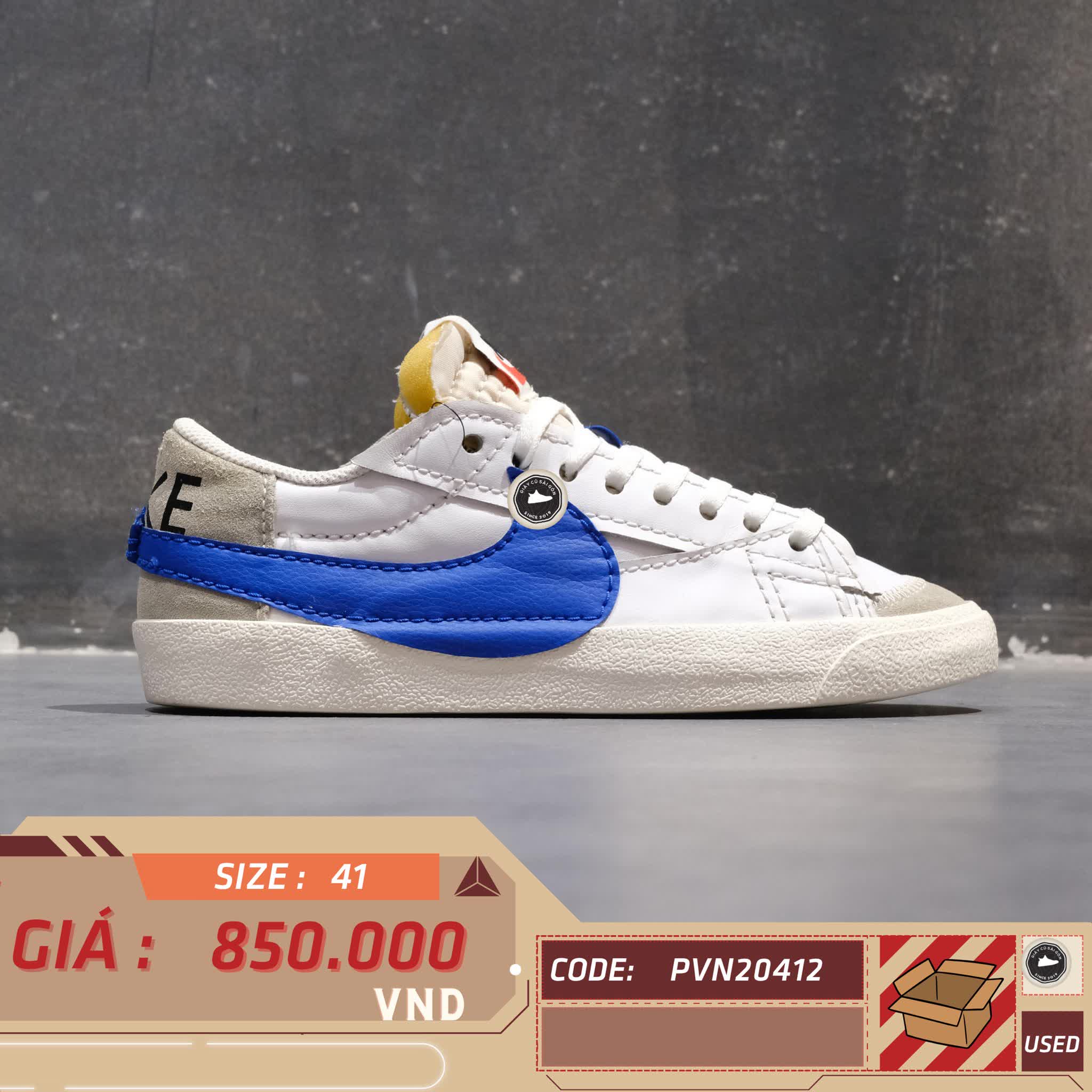 NIKE BLAZER LOW '77 JUMBO 'WHITE OLD ROYAL' DQ8768 100 SIZE 41 GIÀY 2HAND CHÍNH HÃNG PVN20412