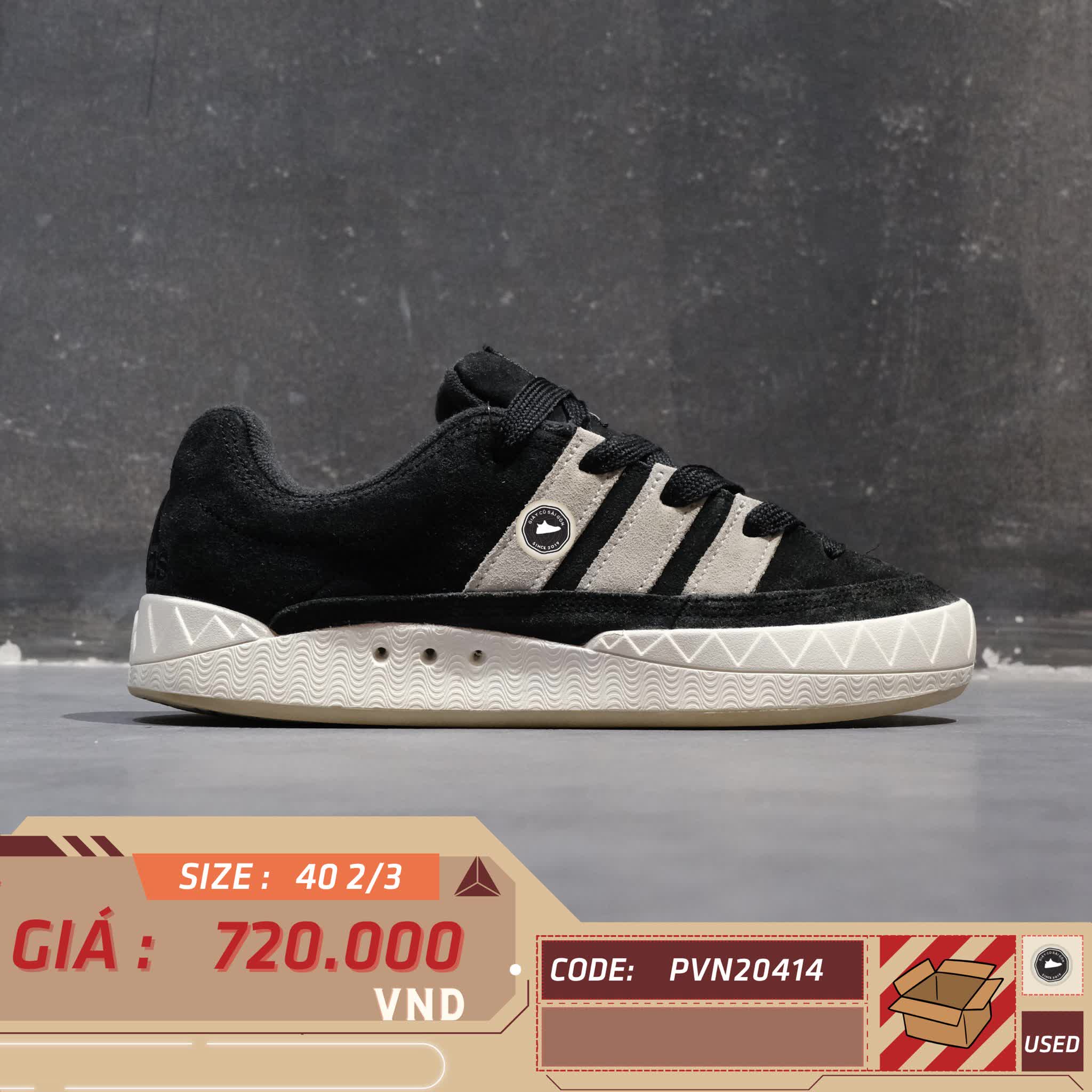 Adidas Adimatic Core Black/Crystal White ID8265 SIZE 40 2/3 GIÀY 2HAND CHÍNH HÃNG PVN20414