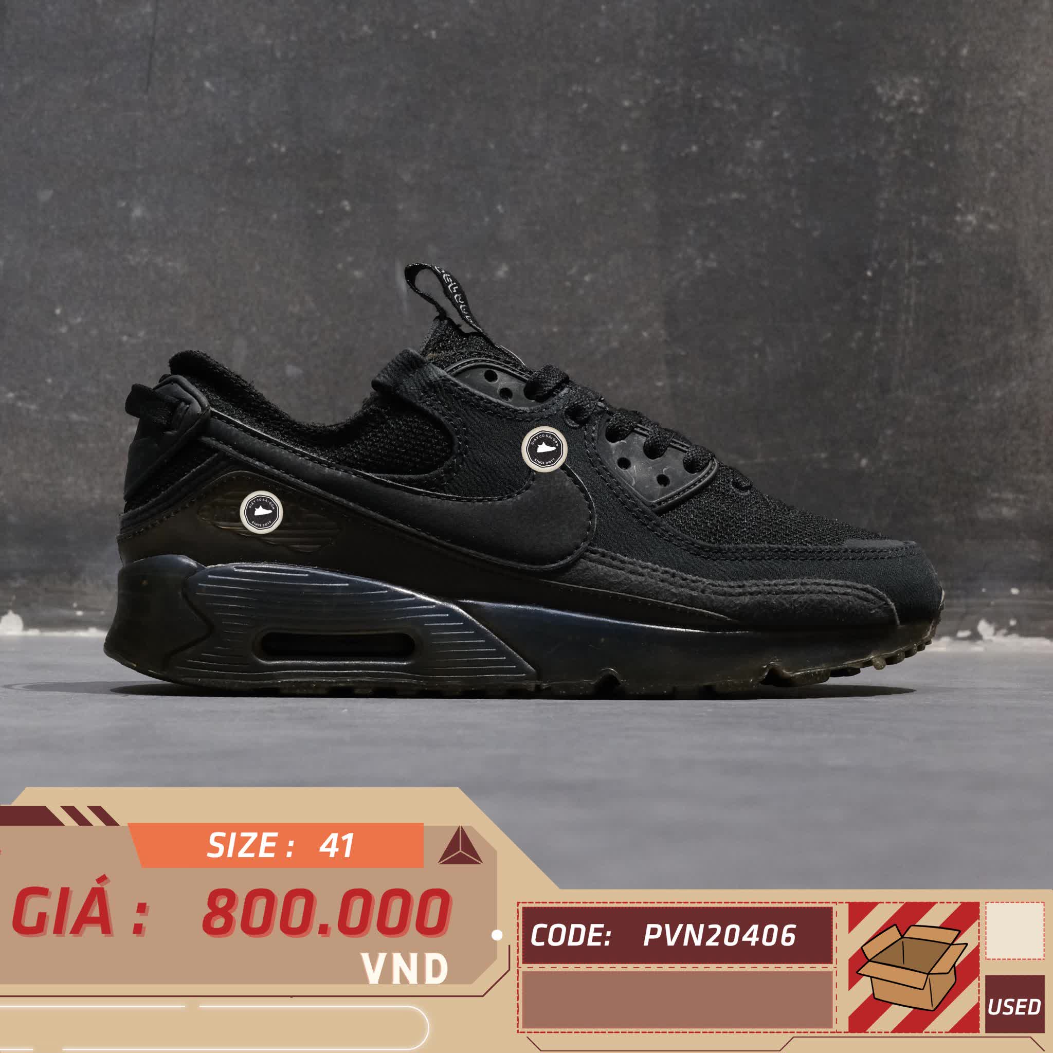 NIKE AIR MAX TERRASCAPE 90 TRIPLE BLACK DQ3987 002 SIZE 41 GIÀY 2HAND CHÍNH HÃNG PVN20406