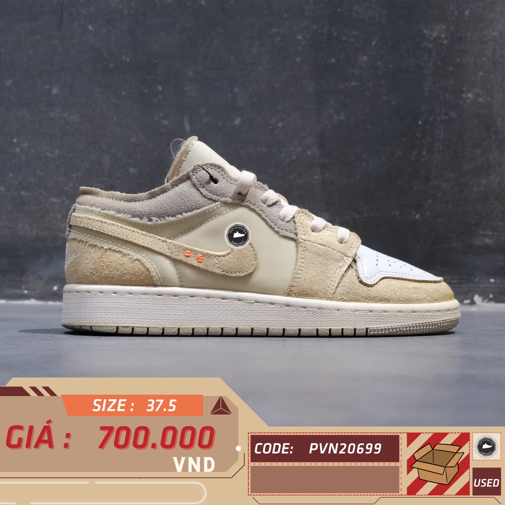 Giày Nike Air Jordan 1 Low SE Craft 'Inside Out' (GS) DQ3727 100 SIZE 37.5 GIÀY 2HAND CHÍNH HÃNG PVN20699