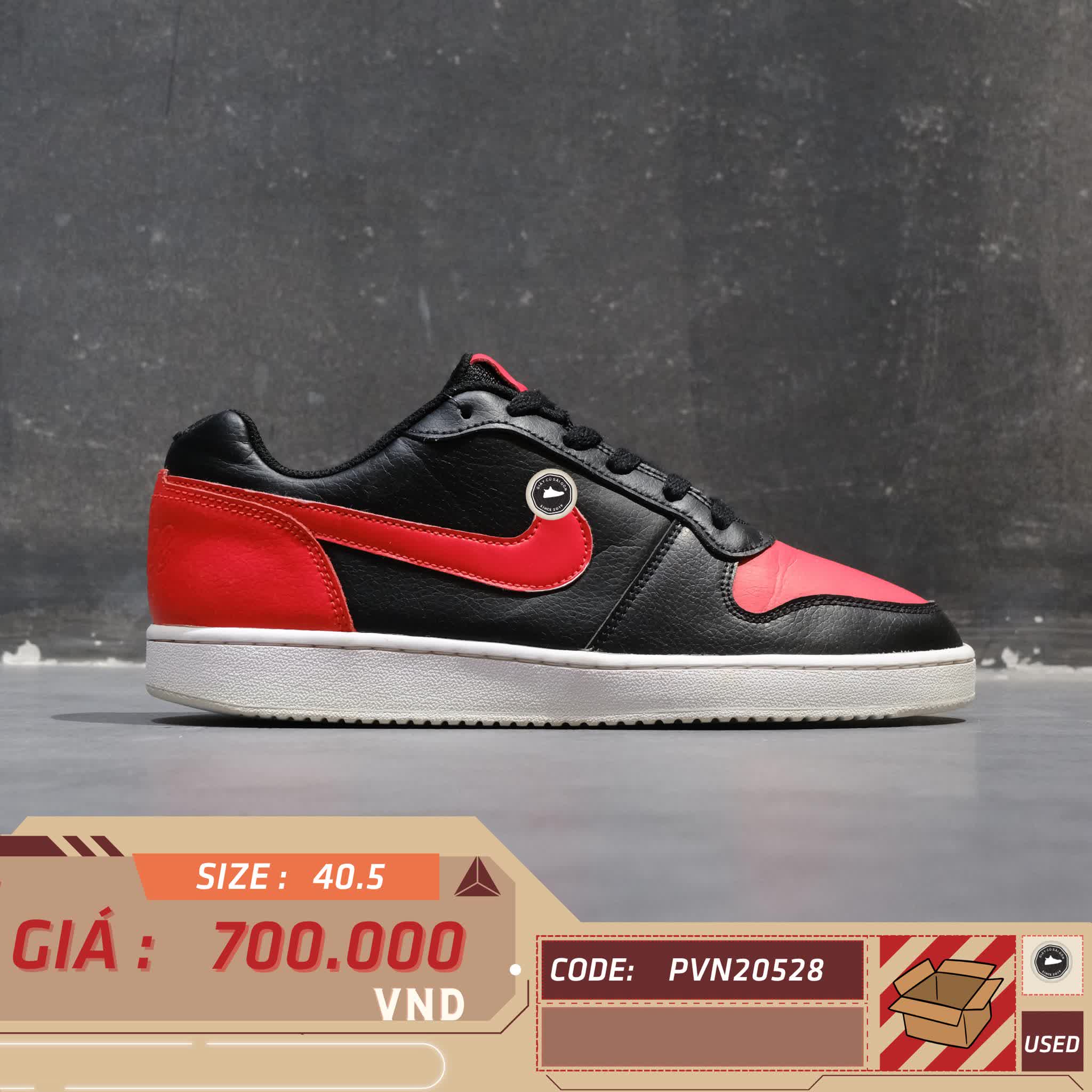 NIKE EBERNON LOW BLACK HABANERO RED AQ1775 004 SIZE 40.5 GIÀY 2HAND CHÍNH HÃNG  PVN20528