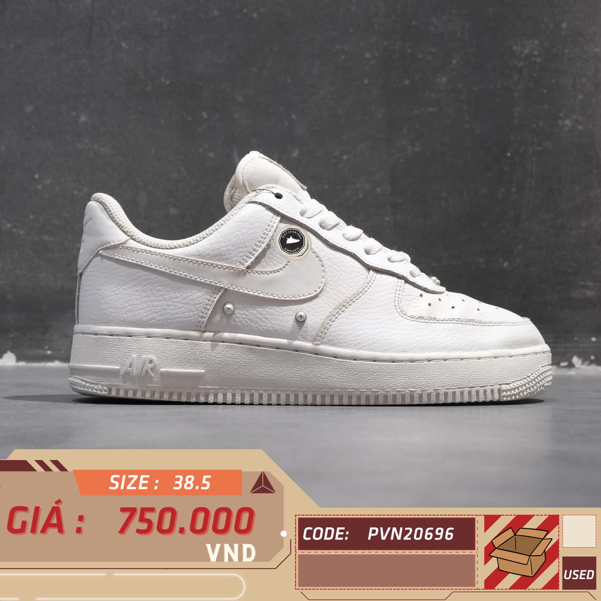 NIKE AIR FORCE 1 LOW '07 SE PEARL WHITE DQ0231 100 SIZE 38.5 GIÀY 2HAND CHÍNH HÃNG PVN20696