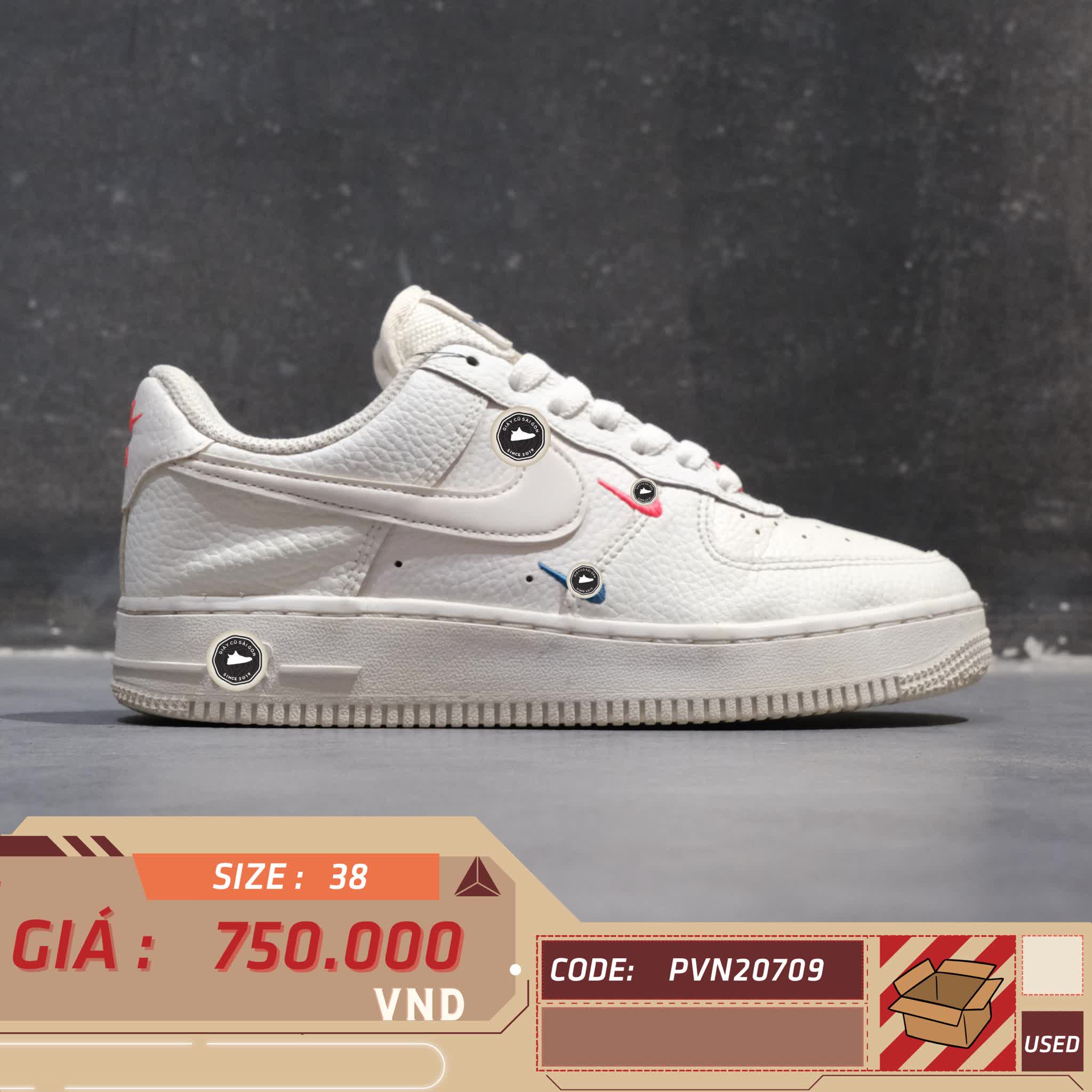 (WMNS) Nike Air Force 1 '07 Essential 'Summit White Solar Red' CT1989-101 SIZE 38 GIÀY 2HAND CHÍNH HÃNG PVN20709
