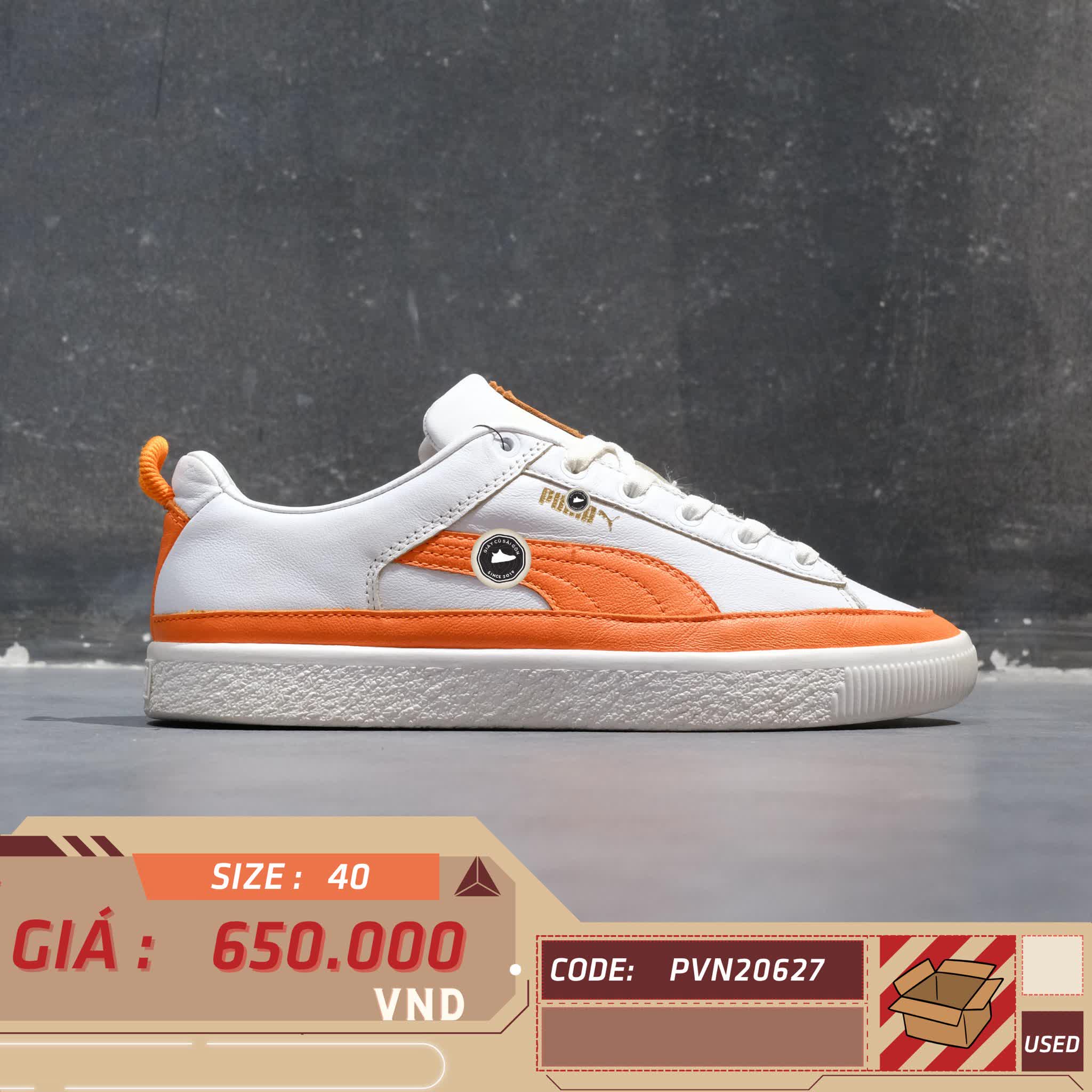 PUMA Pronounce x Basket Vintage 'Vibrant Orange' 381255 01 SIZE 40 GIÀY 2HAND CHÍNH HÃNG PVN20627
