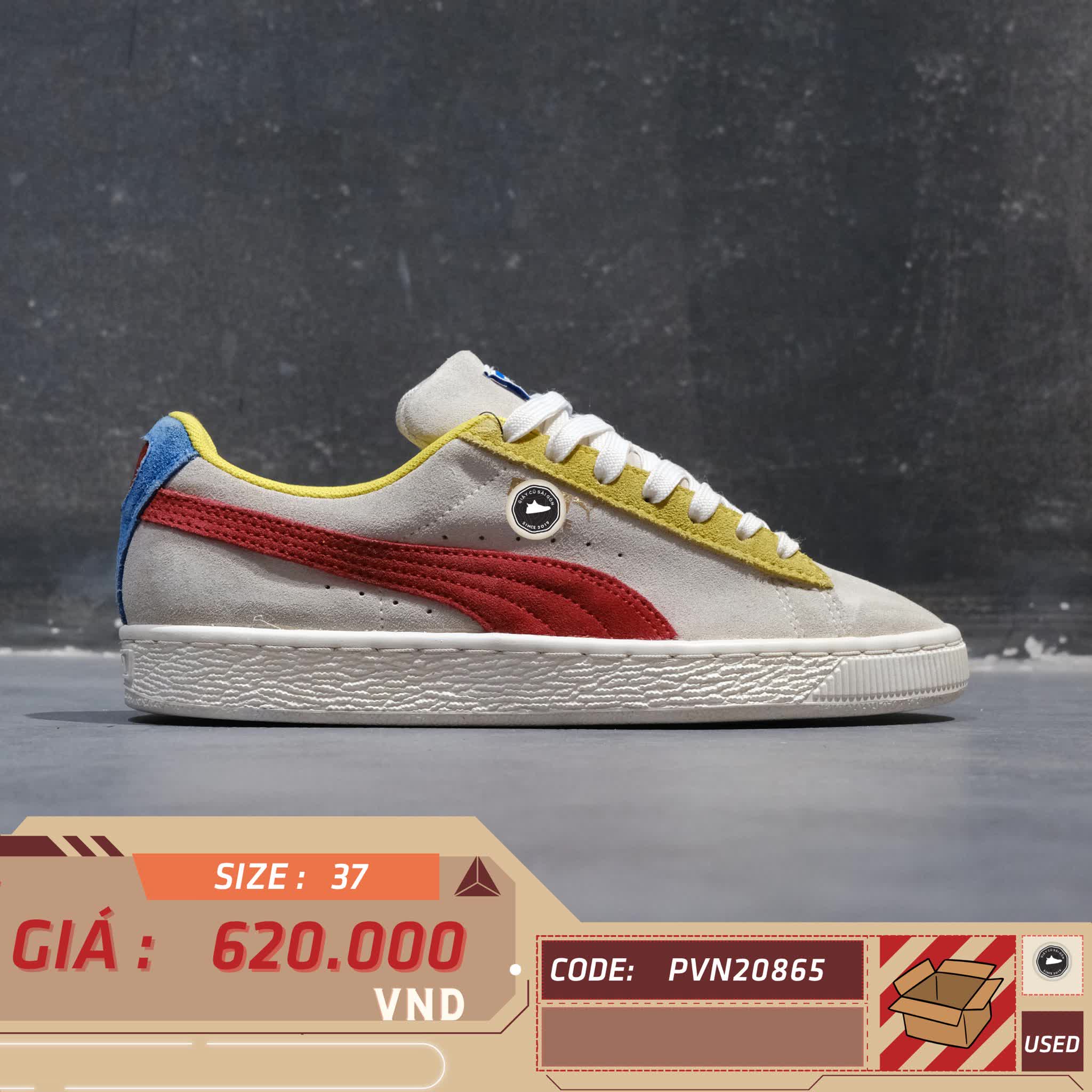 PUMA Suede Classic 'White Super Lemon Red' 365347 89 SIZE 37 GIÀY 2HAND CHÍNH HÃNG PVN20865