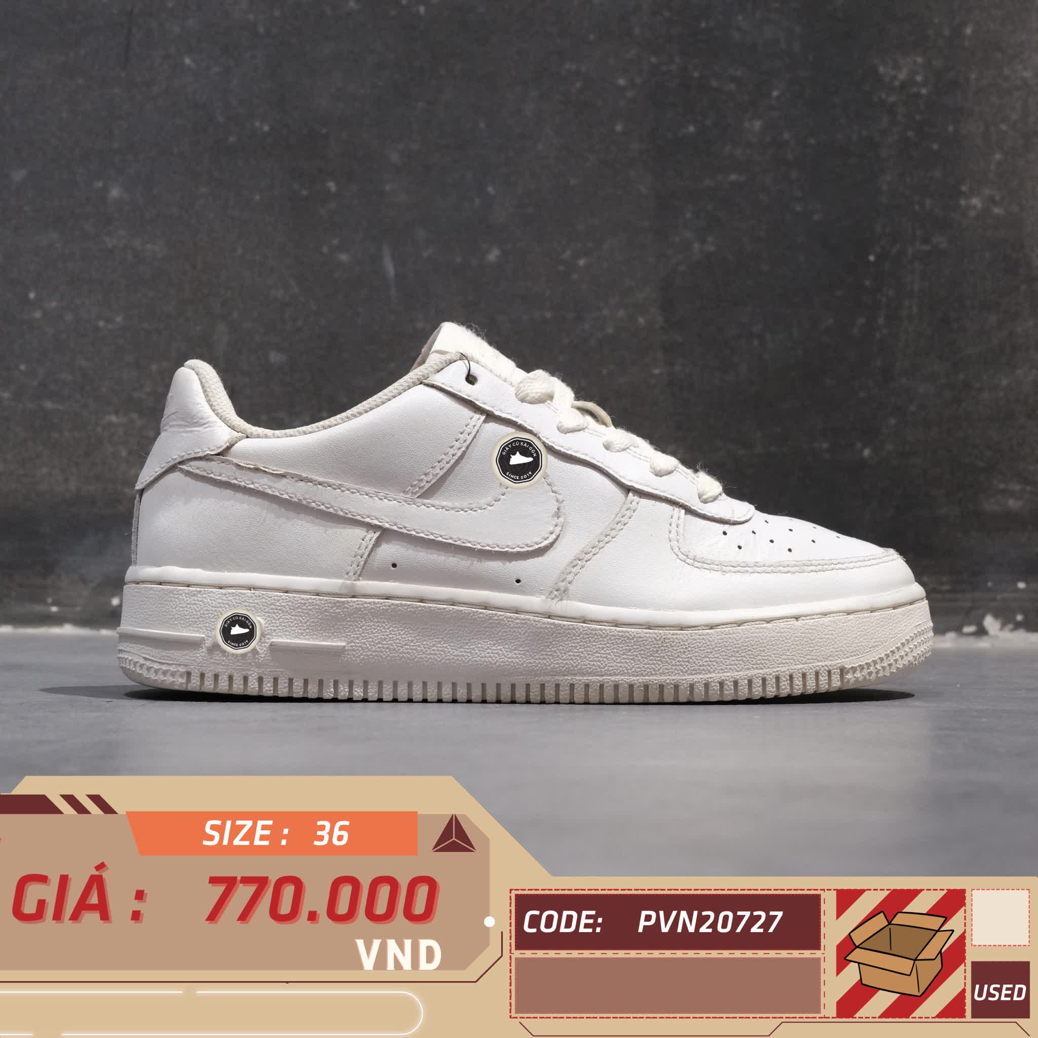 NIKE AIR FORCE 1 LOW GS 'WHITE' 314192 117 SIZE 36 GIÀY 2HAND CHÍNH HÃNG PVN20727