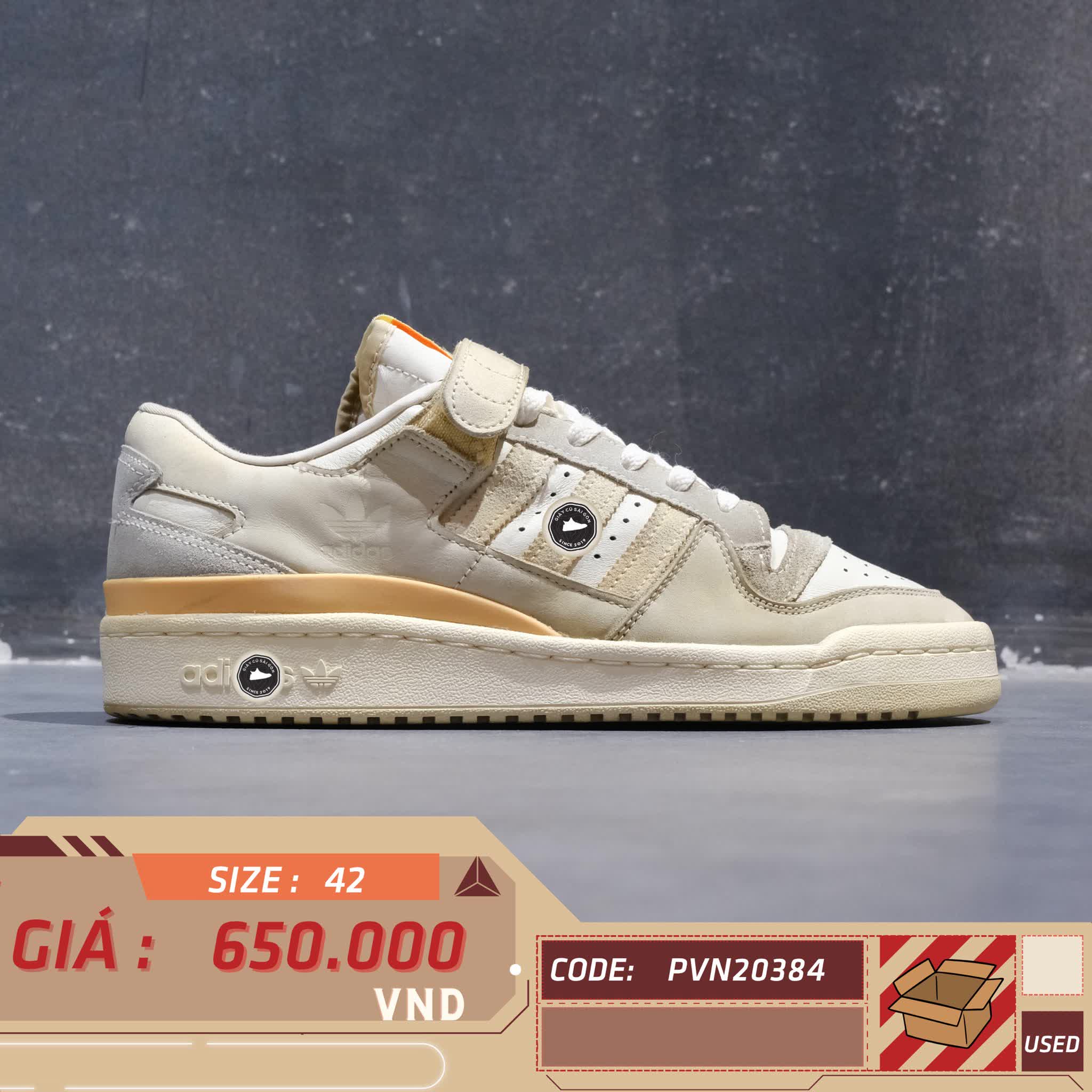 ADIDAS FORUM 84 LOW 'CREAM WHITE ALMOST YELLOW' HQ6332 SIZE 42 GIÀY 2HAND CHÍNH HÃNG PVN20384