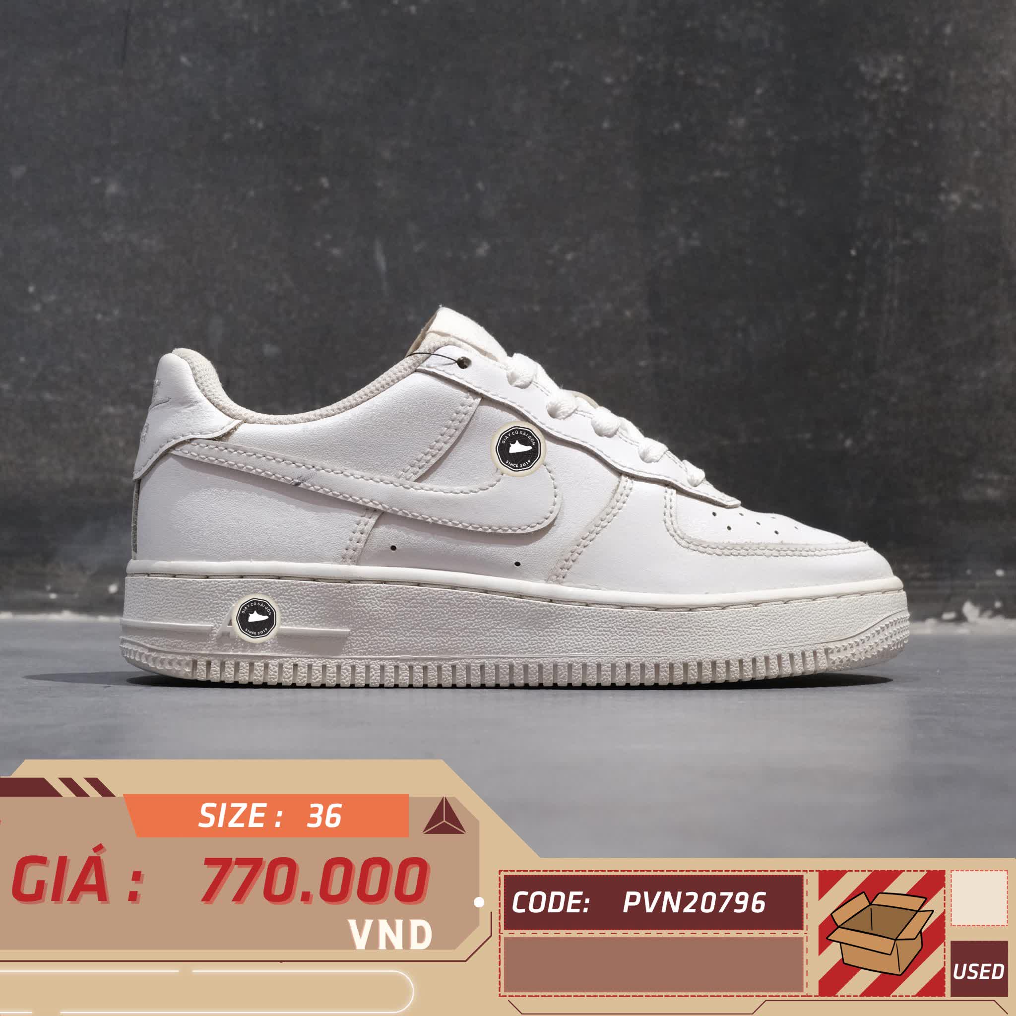 Nike Air Force 1 Low GS 'Triple White' 314192 117 SIZE 36 GIÀY 2HAND CHÍNH HÃNG PVN20796