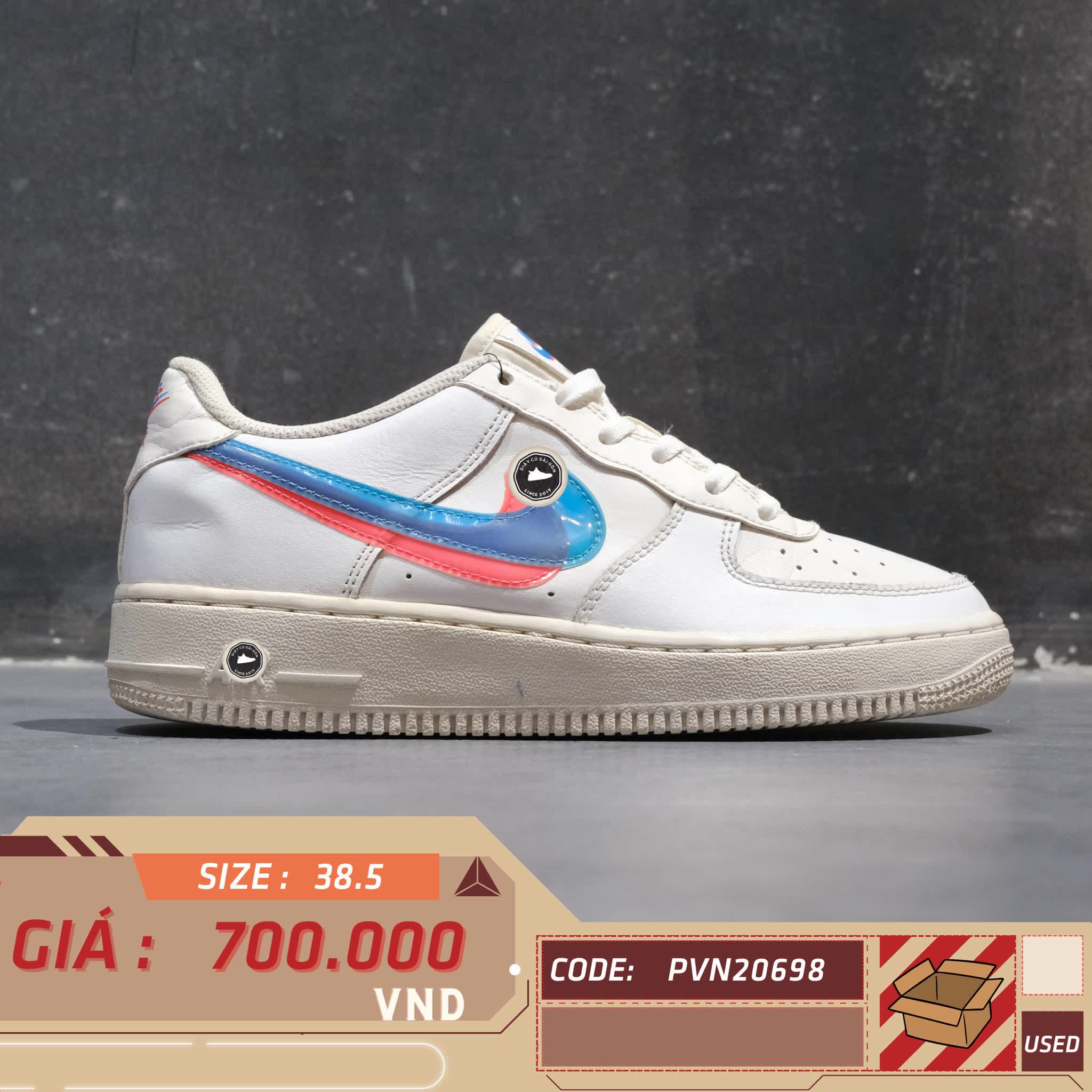 NIKE AIR FORCE 1 LV8 KSA GS '3D GLASSES' BV2551 100 SIZE 38.5 GIÀY 2HAND CHÍNH HÃNG PVN20698