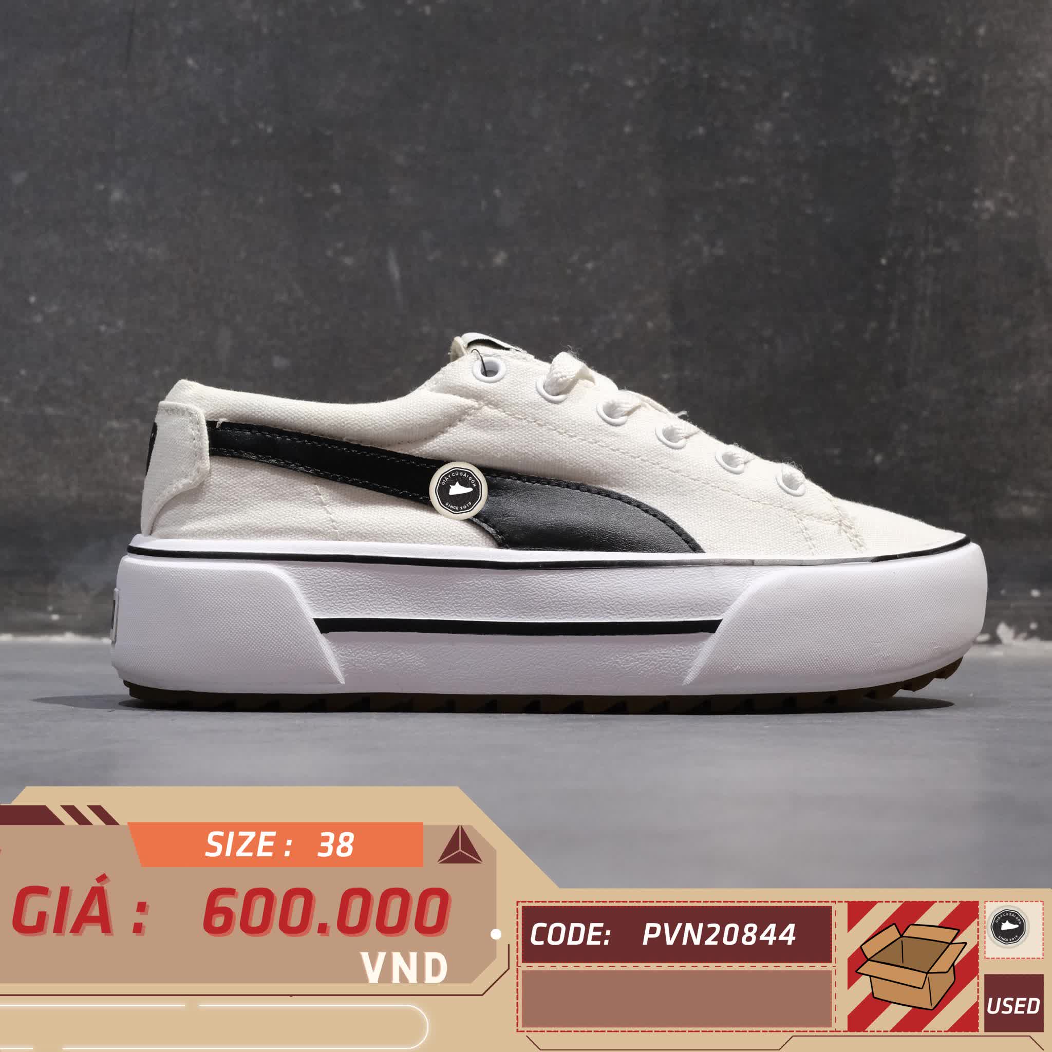 PUMA Kaia Platform 'White Black' 383804-01 SIZE 38 GIÀY 2HAND CHÍNH HÃNG PVN20844