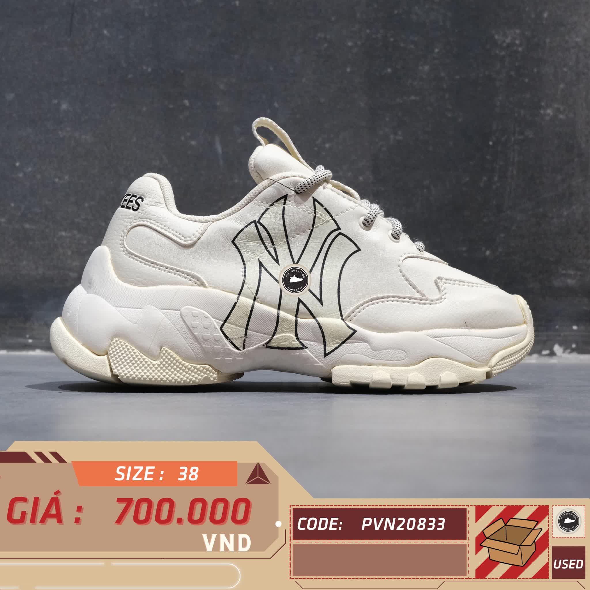 GIÀY MLB BIG BALL CHUNKY A NEW YORK YANKEES 32SHC1111 SIZE 38 GIÀY 2HAND CHÍNH HÃNG PVN20833