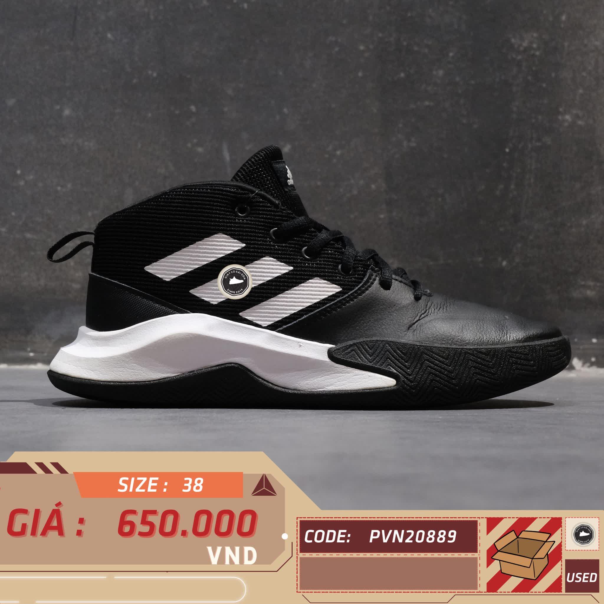 Adidas OwnTheGame K Wide J Black FV9451 SIZE 38 GIÀY 2HAND CHÍNH HÃNG PVN20889