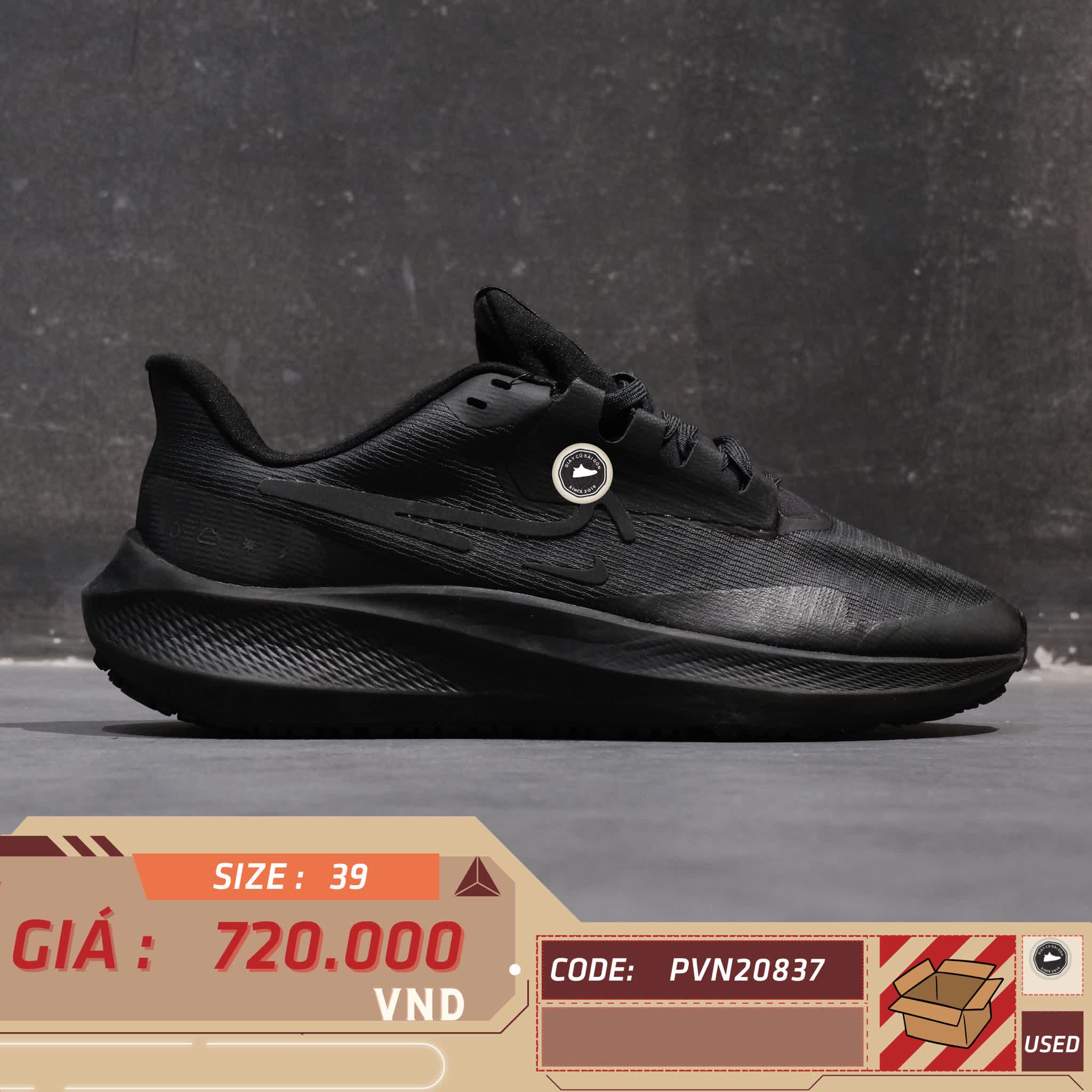 Nike Air Zoom Pegasus 39 Shield 'Black Off Noir' DO7625 001 SIZE 39 GIÀY 2HAND CHÍNH HÃNG PVN20837