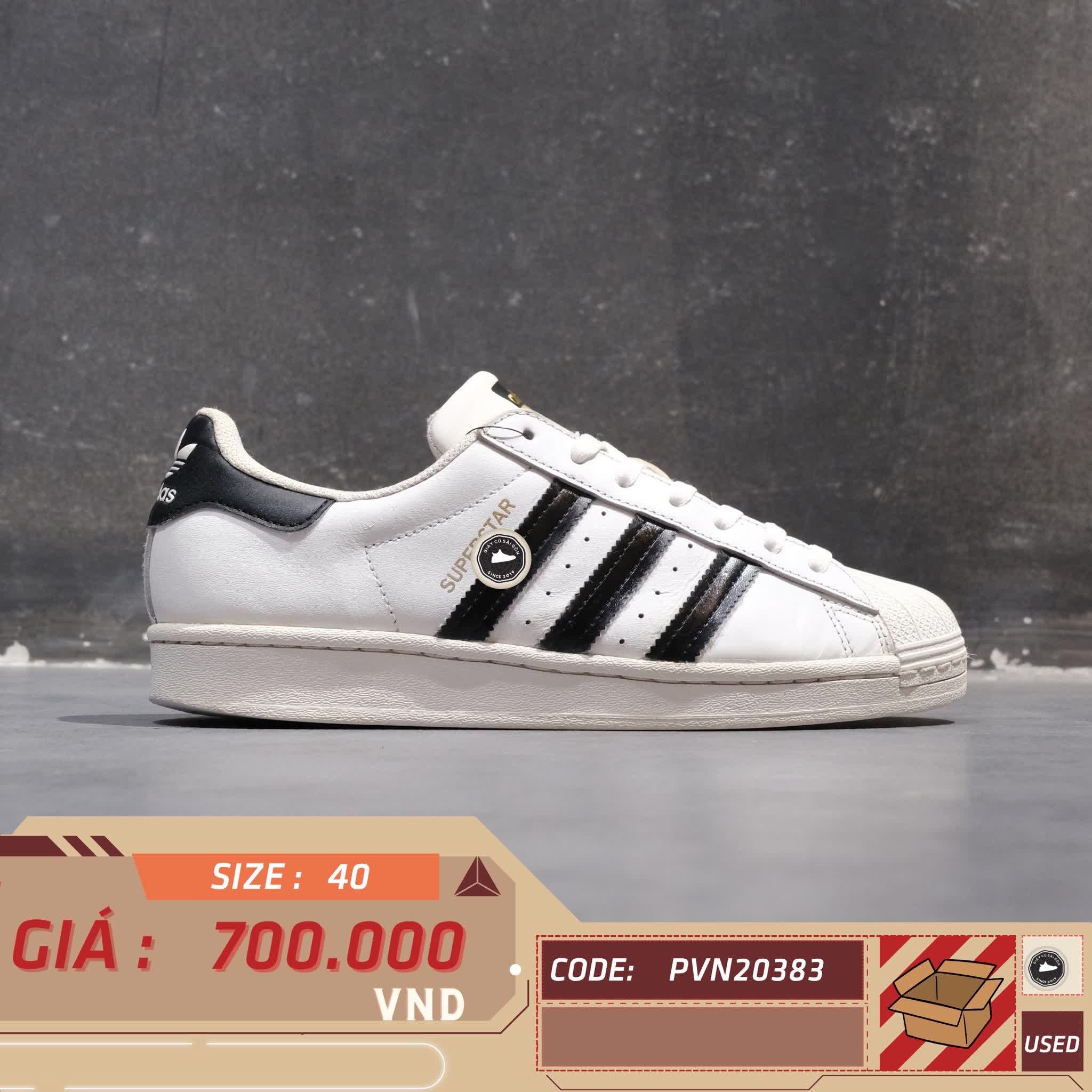 Adidas Superstar 'Footwear White Black' EG4958 SIZE 40 GIÀY 2HAND CHÍNH HÃNG PVN20383