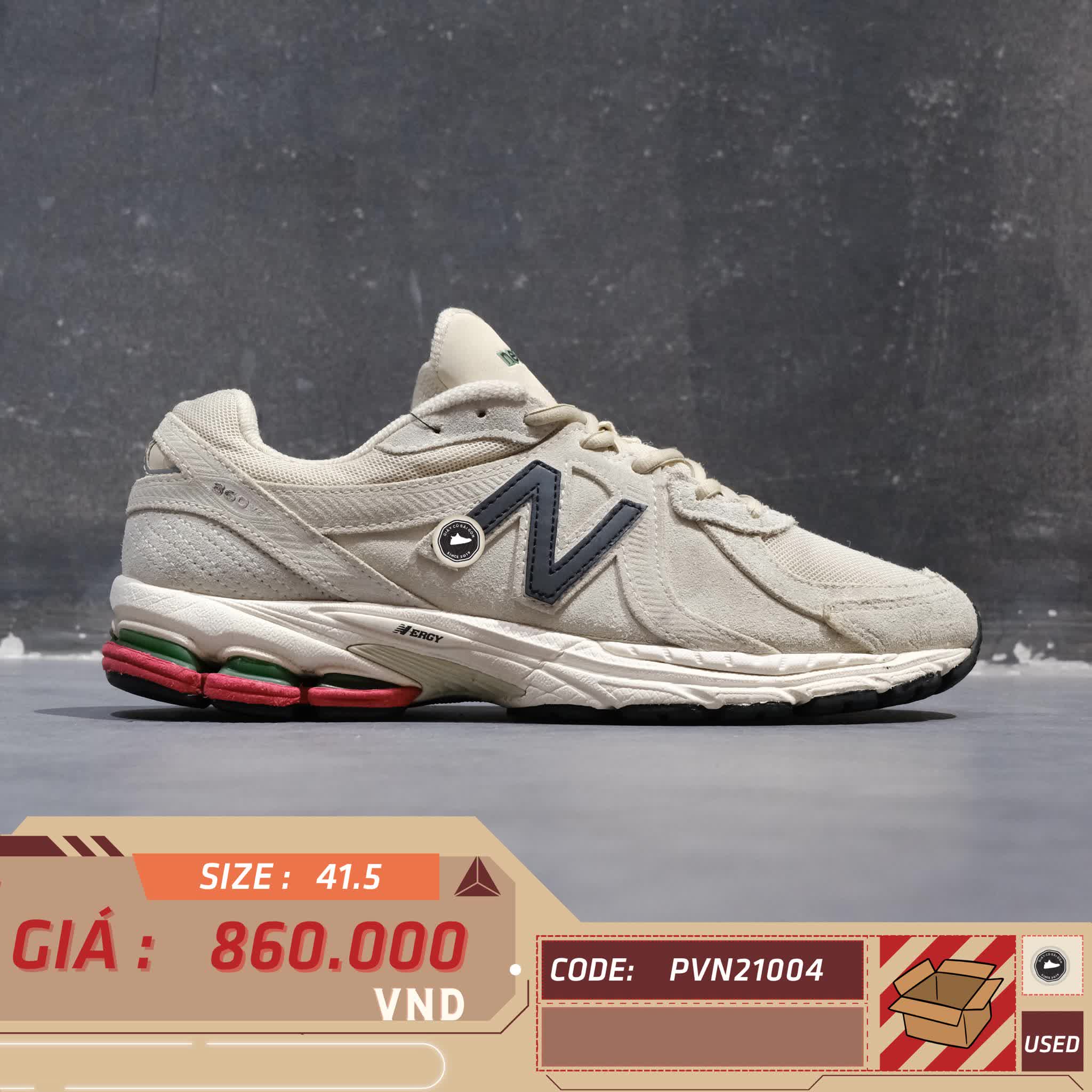 NEW BALANCE 860V2 'BEIGE GREEN RED' ML860XG SIZE 41.5 GIÀY 2HAND CHÍNH HÃNG  PVN21004