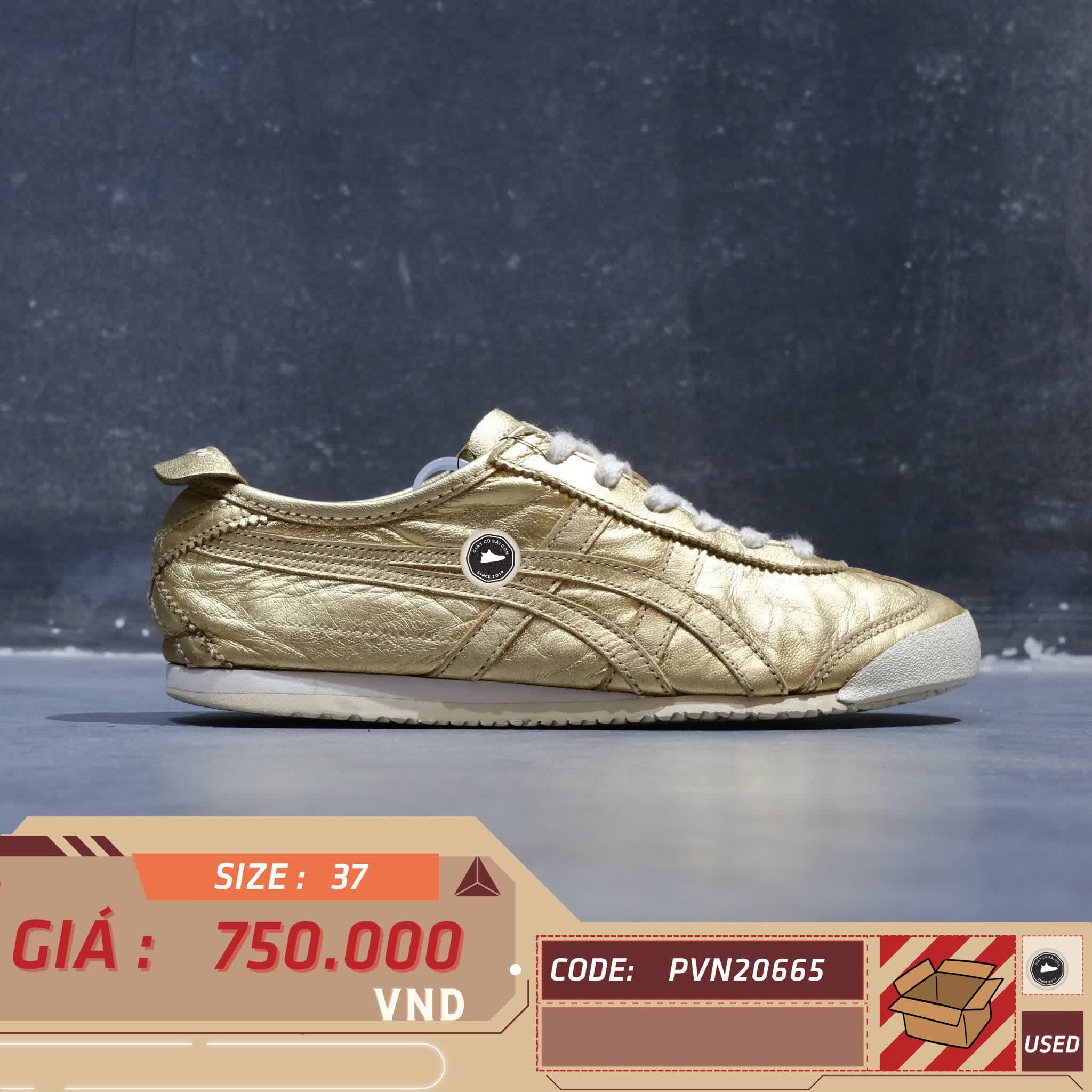 ONITSUKA TIGER MEXICO 66 'GOLD' D6G1L SIZE 37 GIÀY 2HAND CHÍNH HÃNG PVN20665