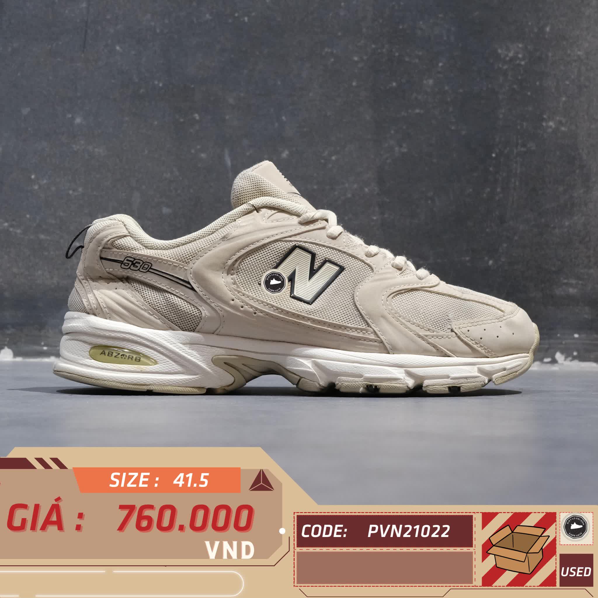 NEW BALANCE 530 'IVORY' MR530SH SIZE 41.5 GIÀY 2HAND CHÍNH HÃNG PVN21022