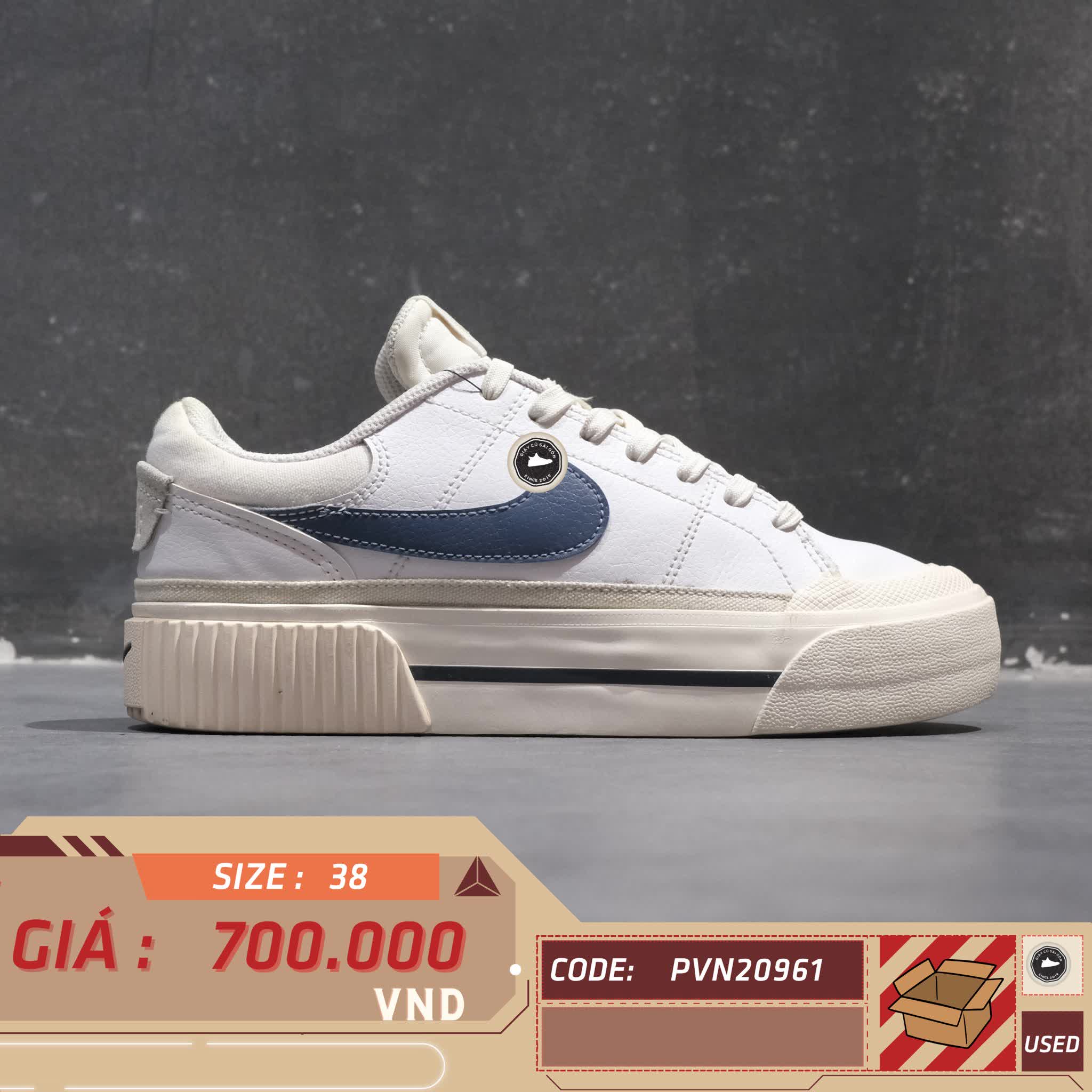 NIKE COURT LEGACY LIFT DM7590 104 SIZE 38 GIÀY 2HAND CHÍNH HÃNG PVN20961
